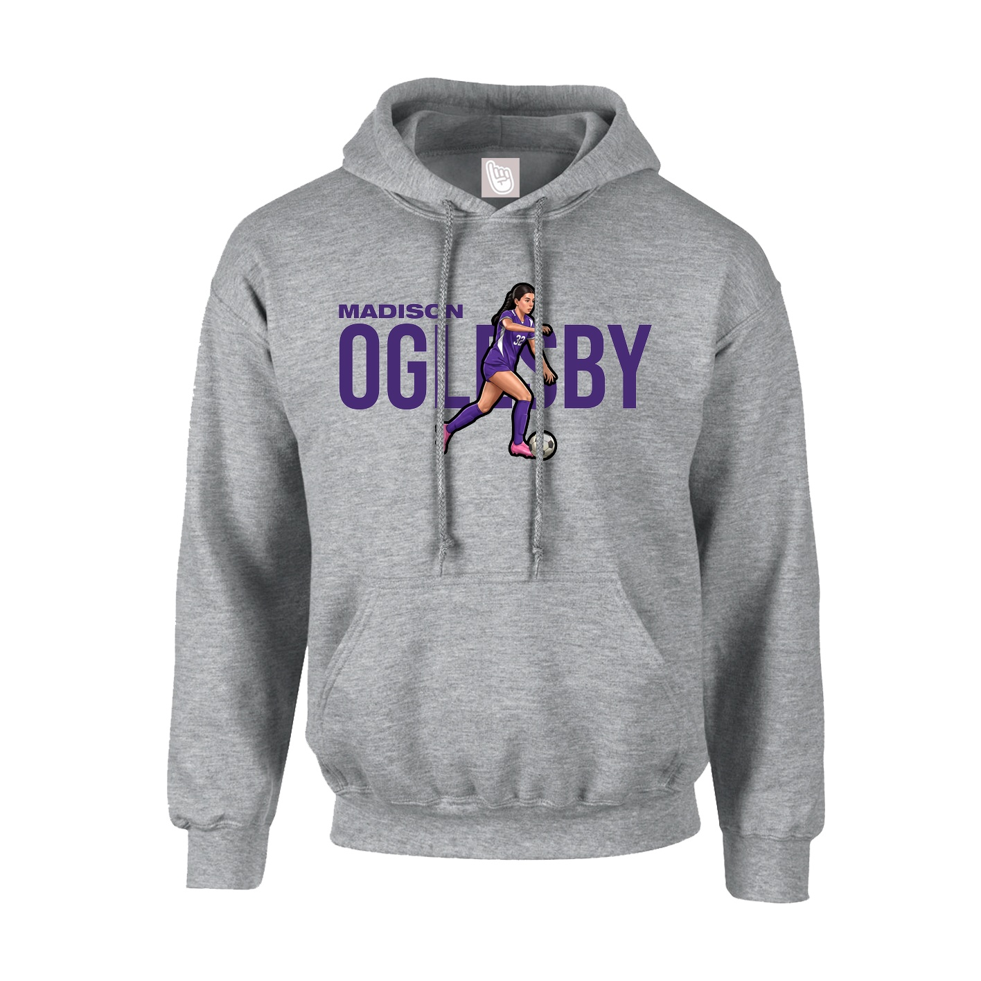 Hoodie — Player Name in Grey