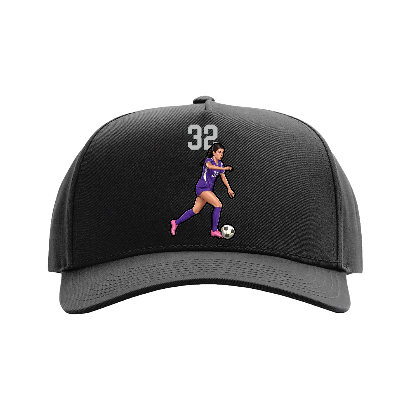 Full Fabric Five-Panel Champ Cap — Number Top in Black