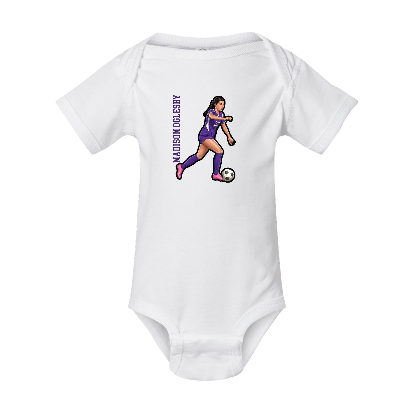 Baby Onesie — Name Vertical in White
