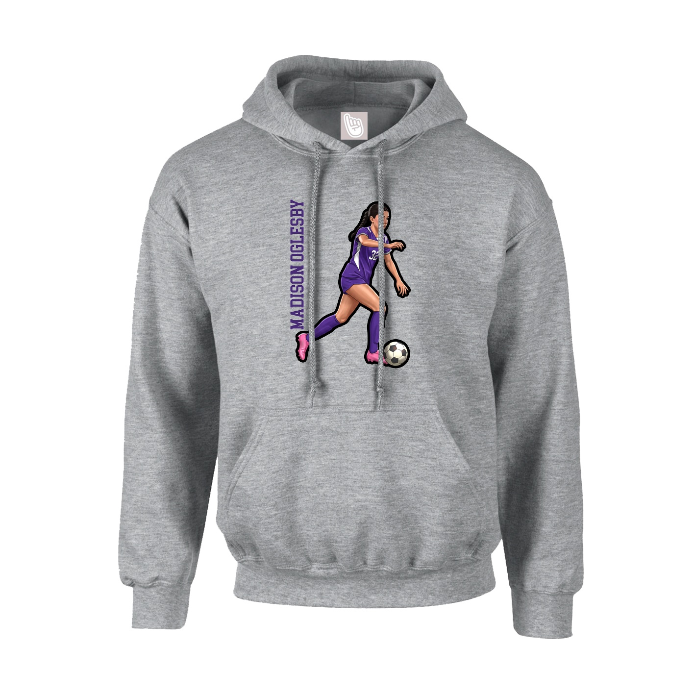 Hoodie — Name Vertical in Grey