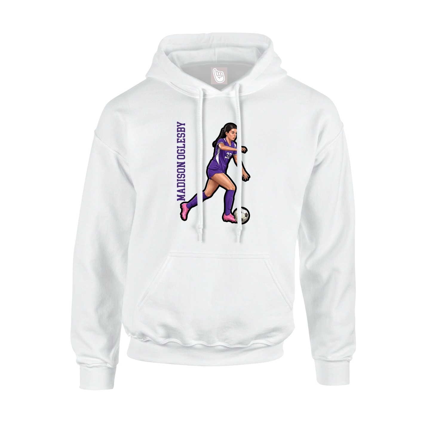 Youth Hoodie — Name Vertical in White