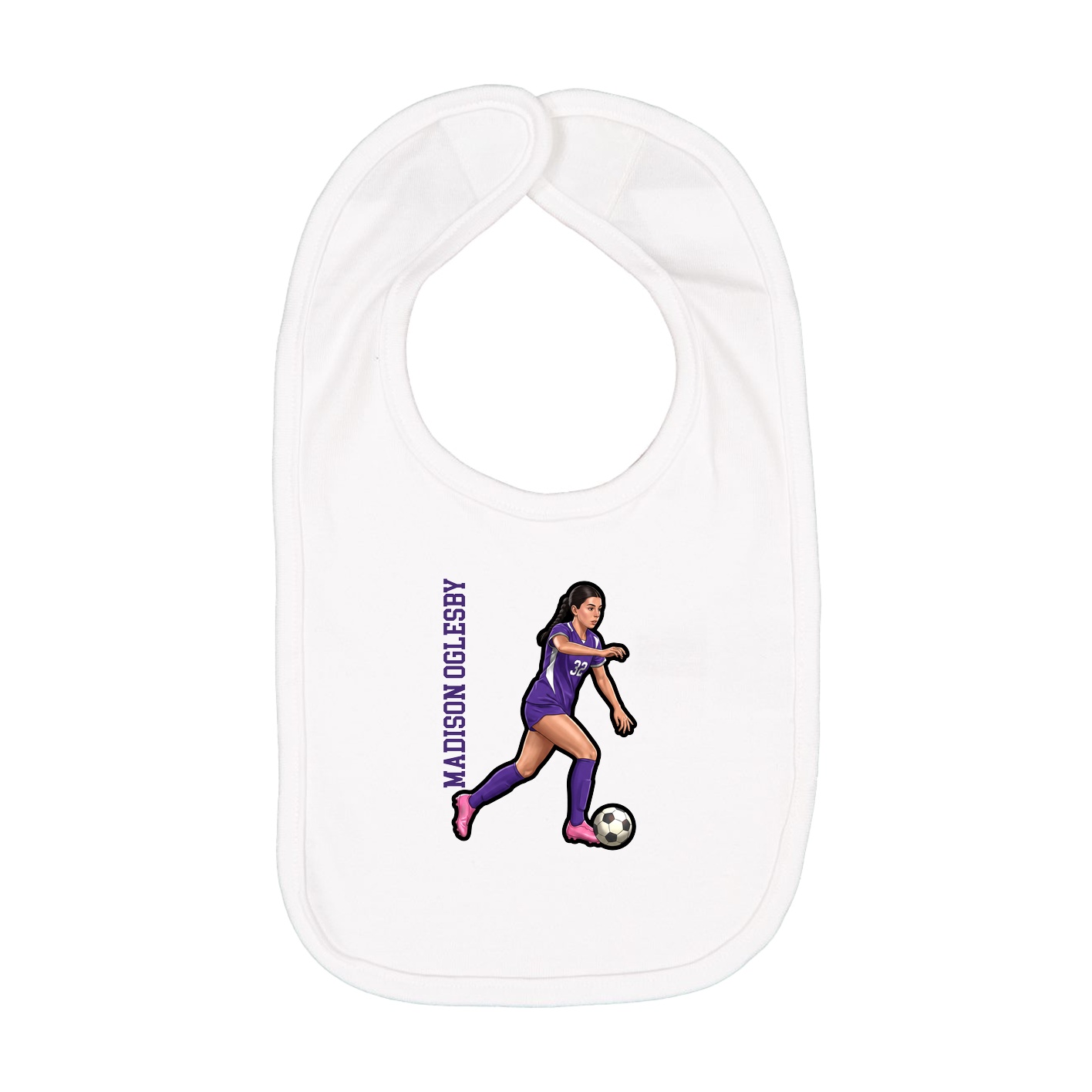Infant Bib — Name Vertical in White