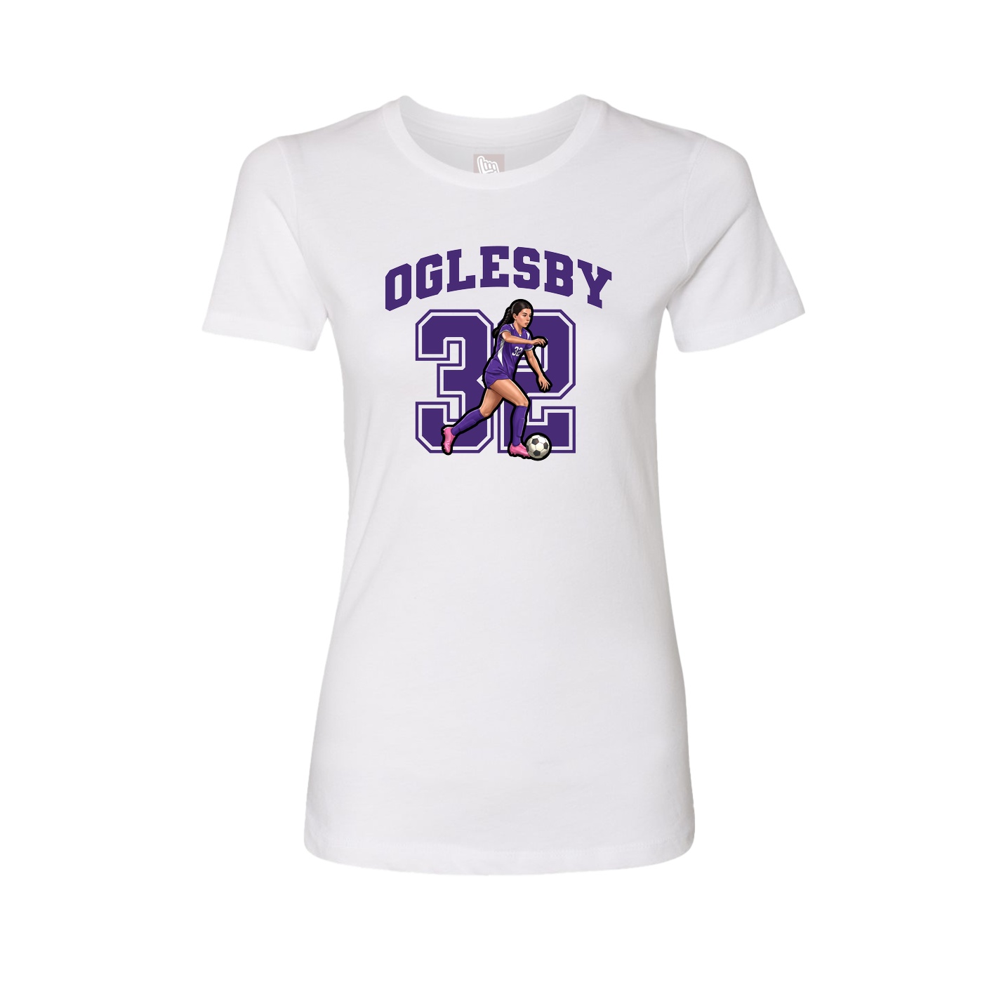 Fitted Women's Tee — Number in White
