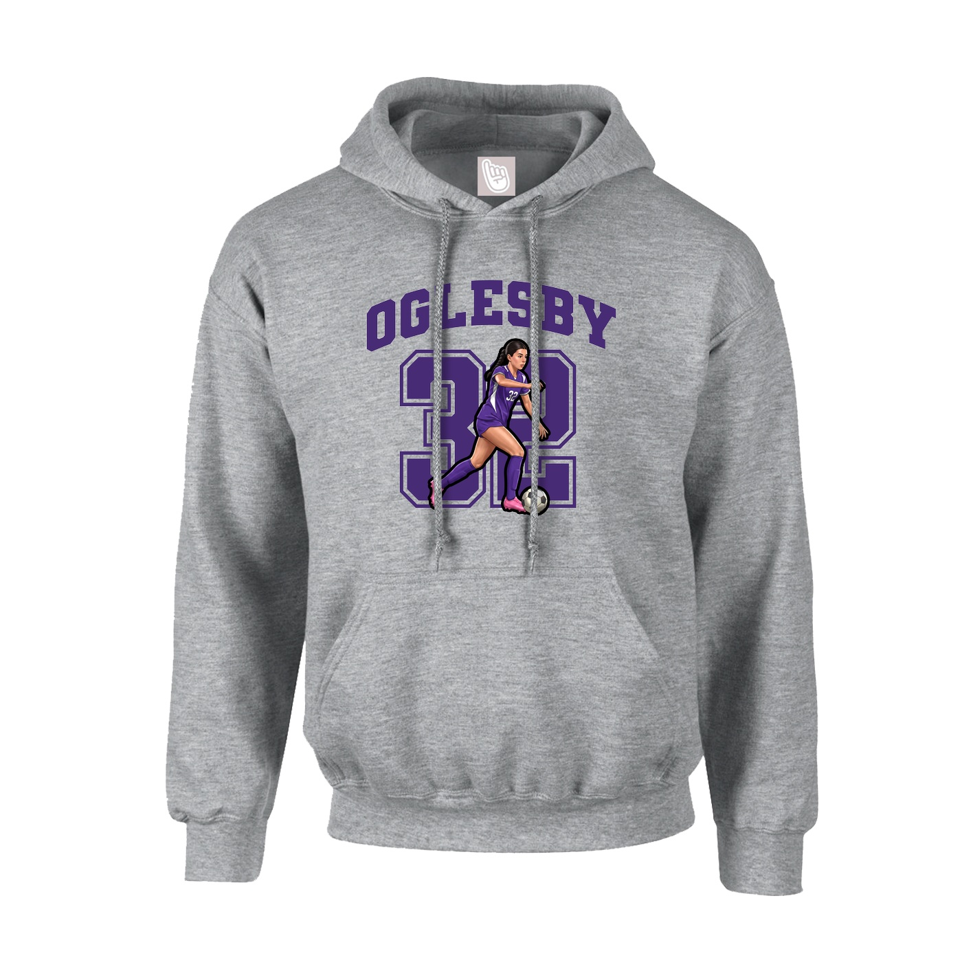 Youth Hoodie — Number in Grey