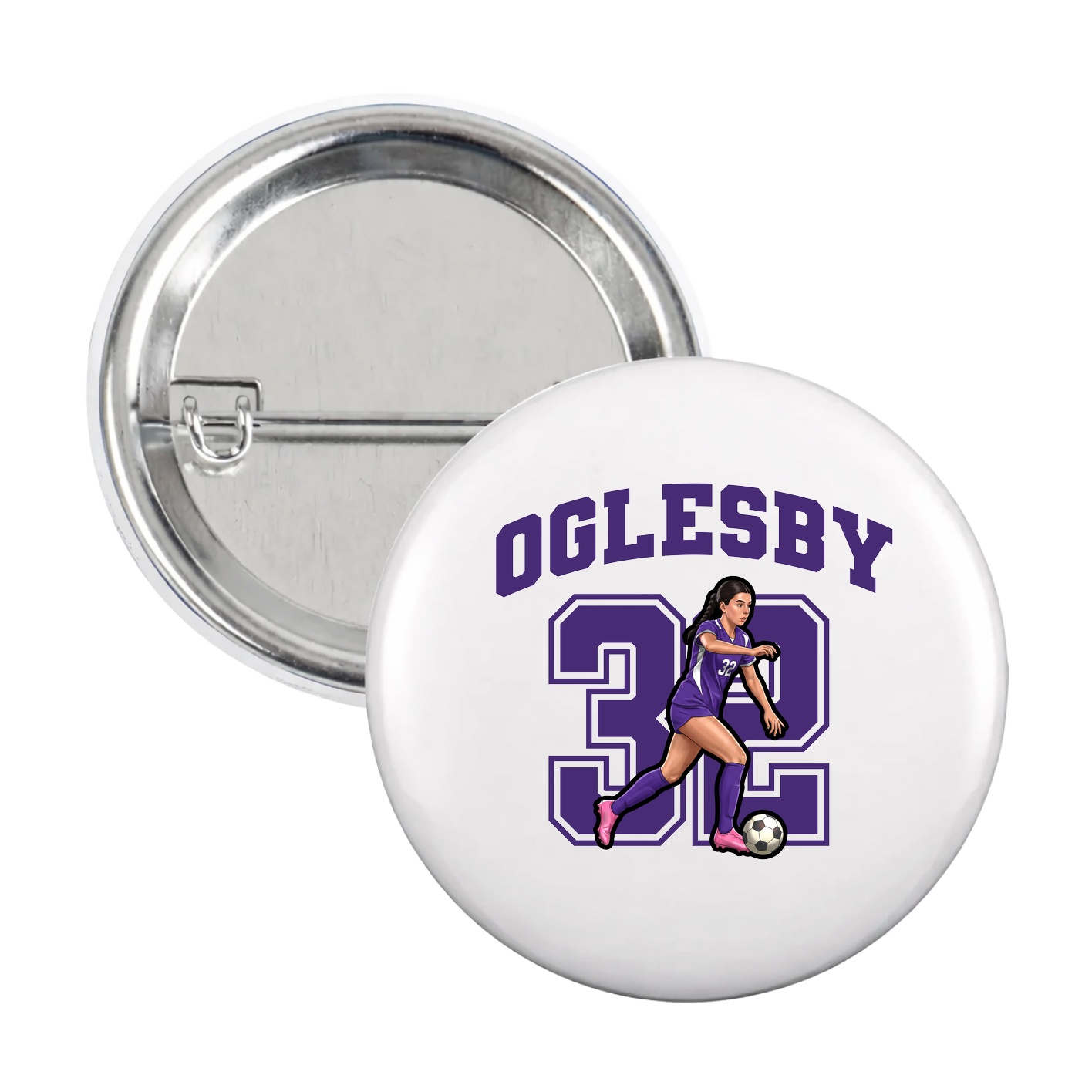Game Day Button — Number in White