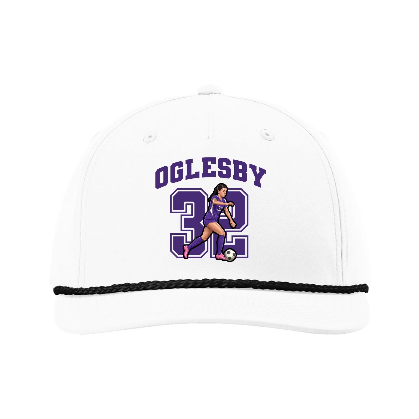 Five-Panel Classic Rope Cap — Number in White