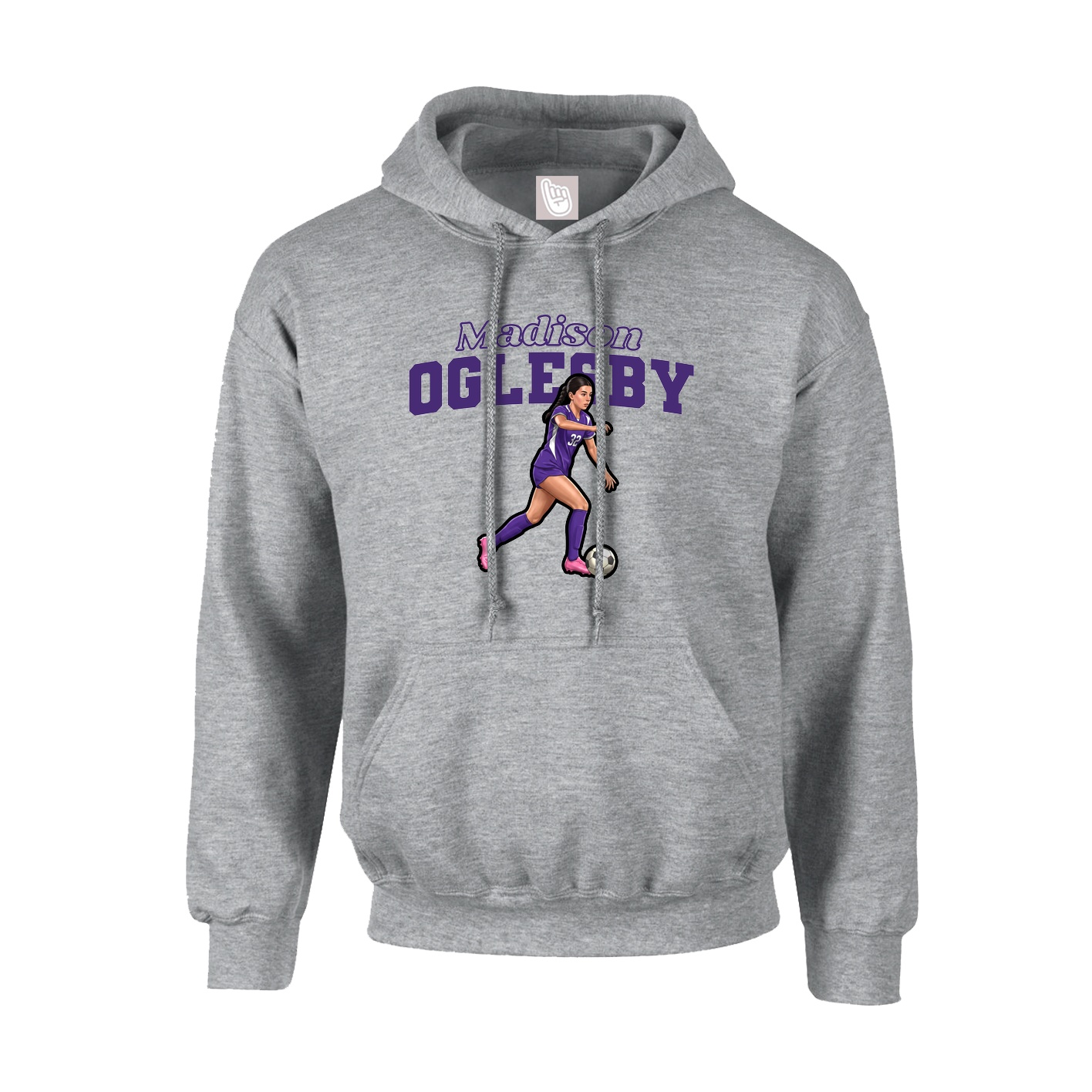 Youth Hoodie — Name Arch in Grey