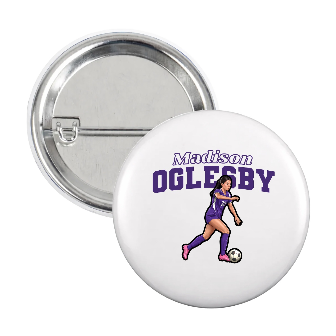 Game Day Button — Name Arch in White