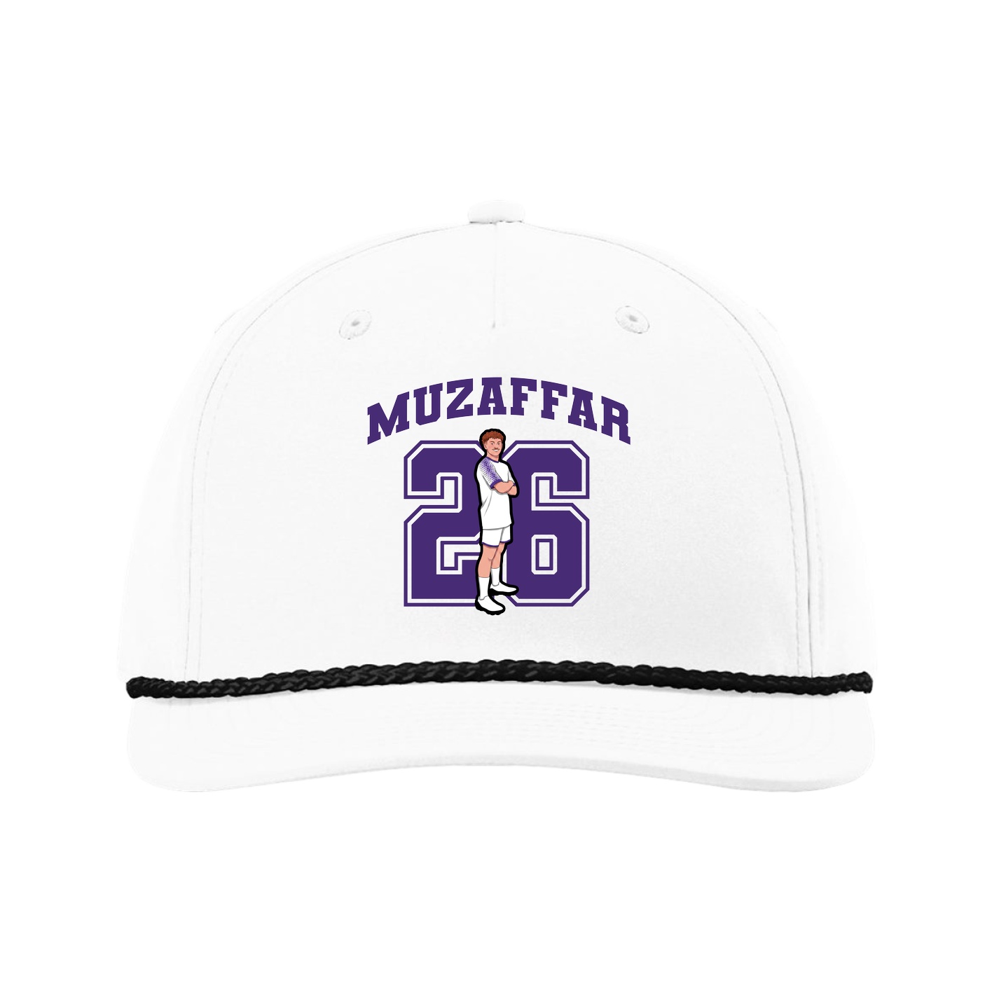 Five-Panel Classic Rope Cap — Number in White
