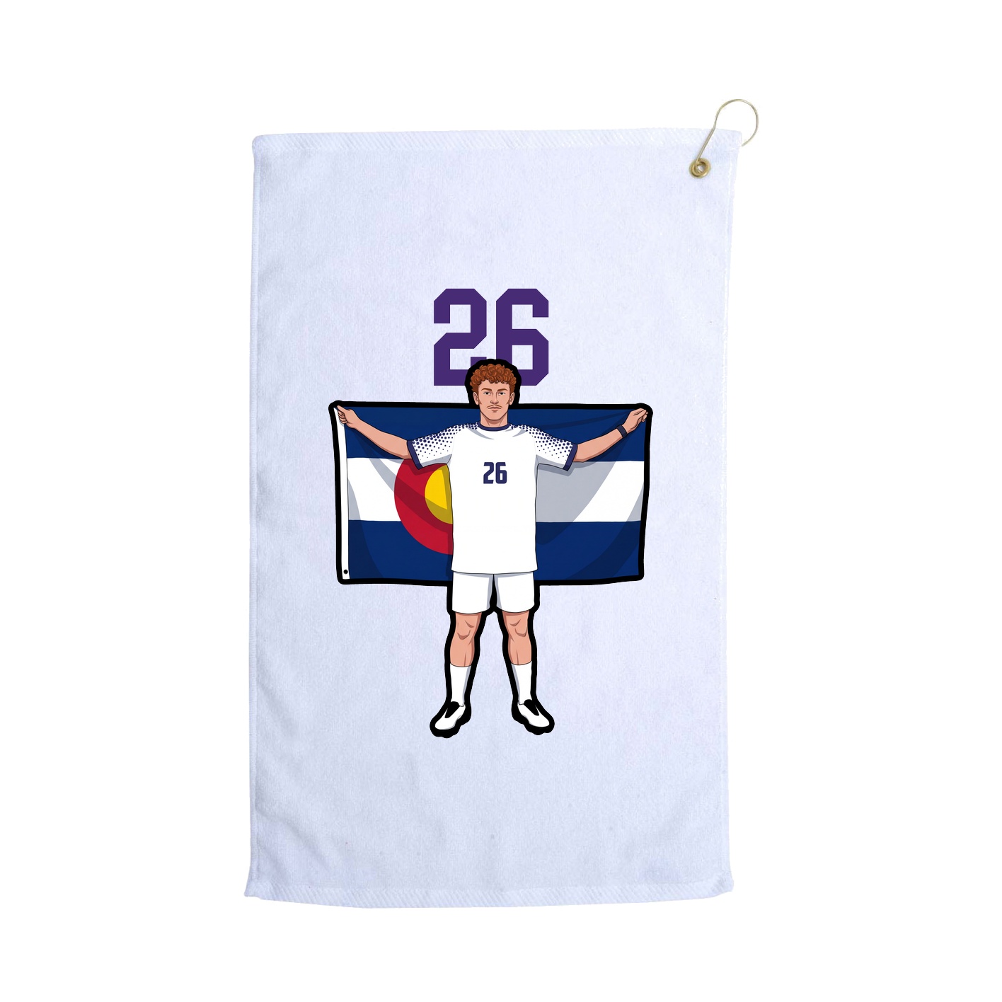 Golf Towel — Number Top in White