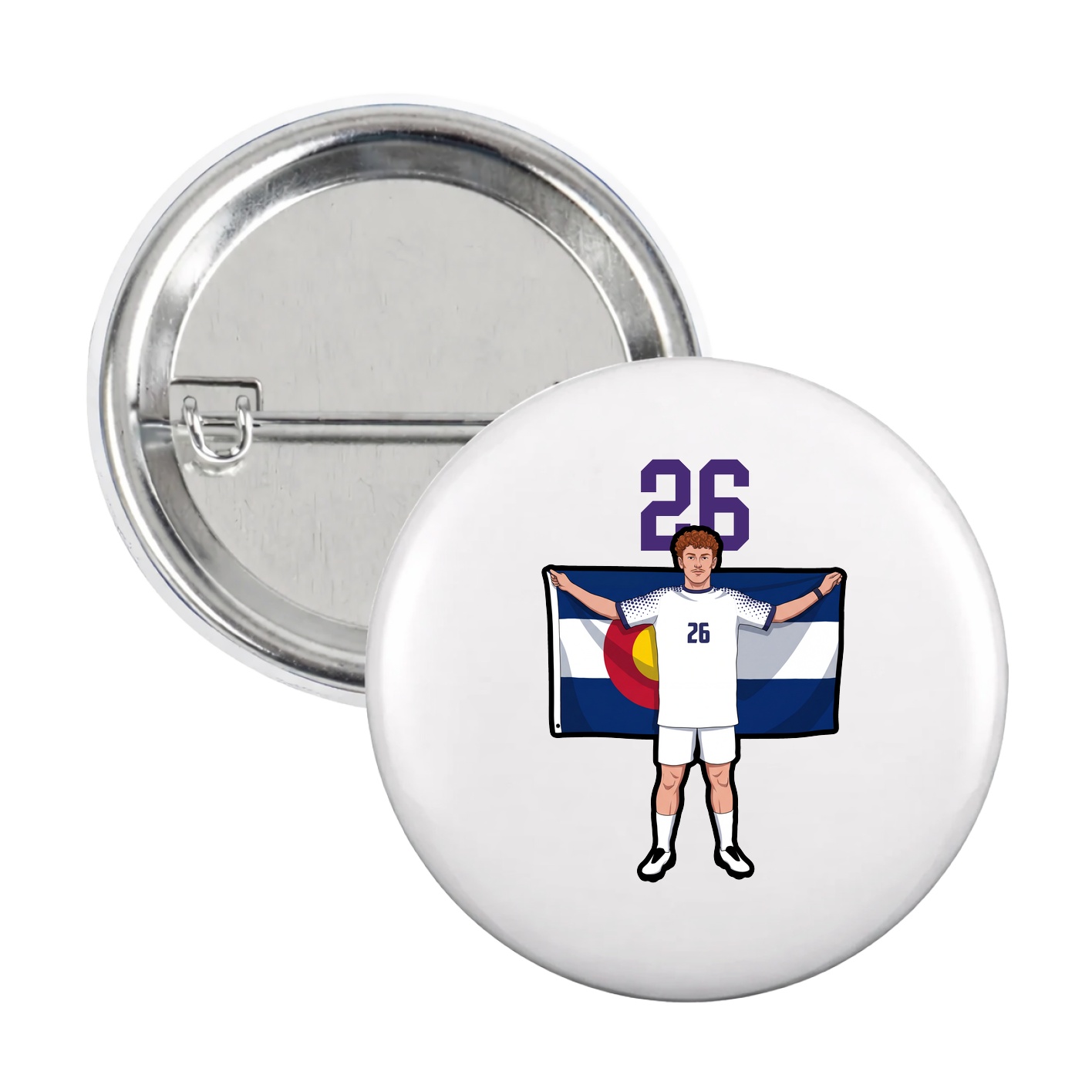 Game Day Button — Number Top in White