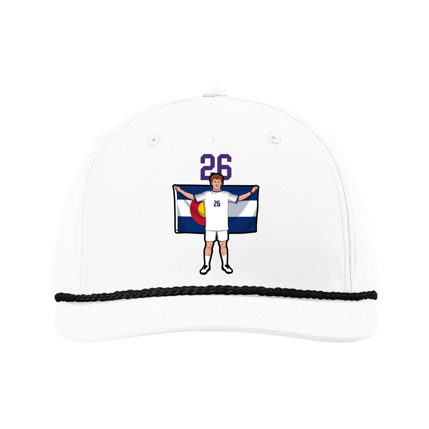 Five-Panel Classic Rope Cap — Number Top in White