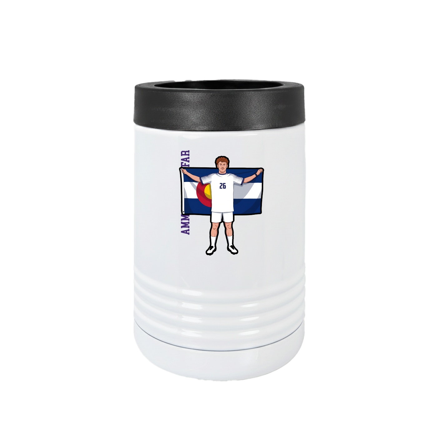 Beverage Holder — Name Vertical in White