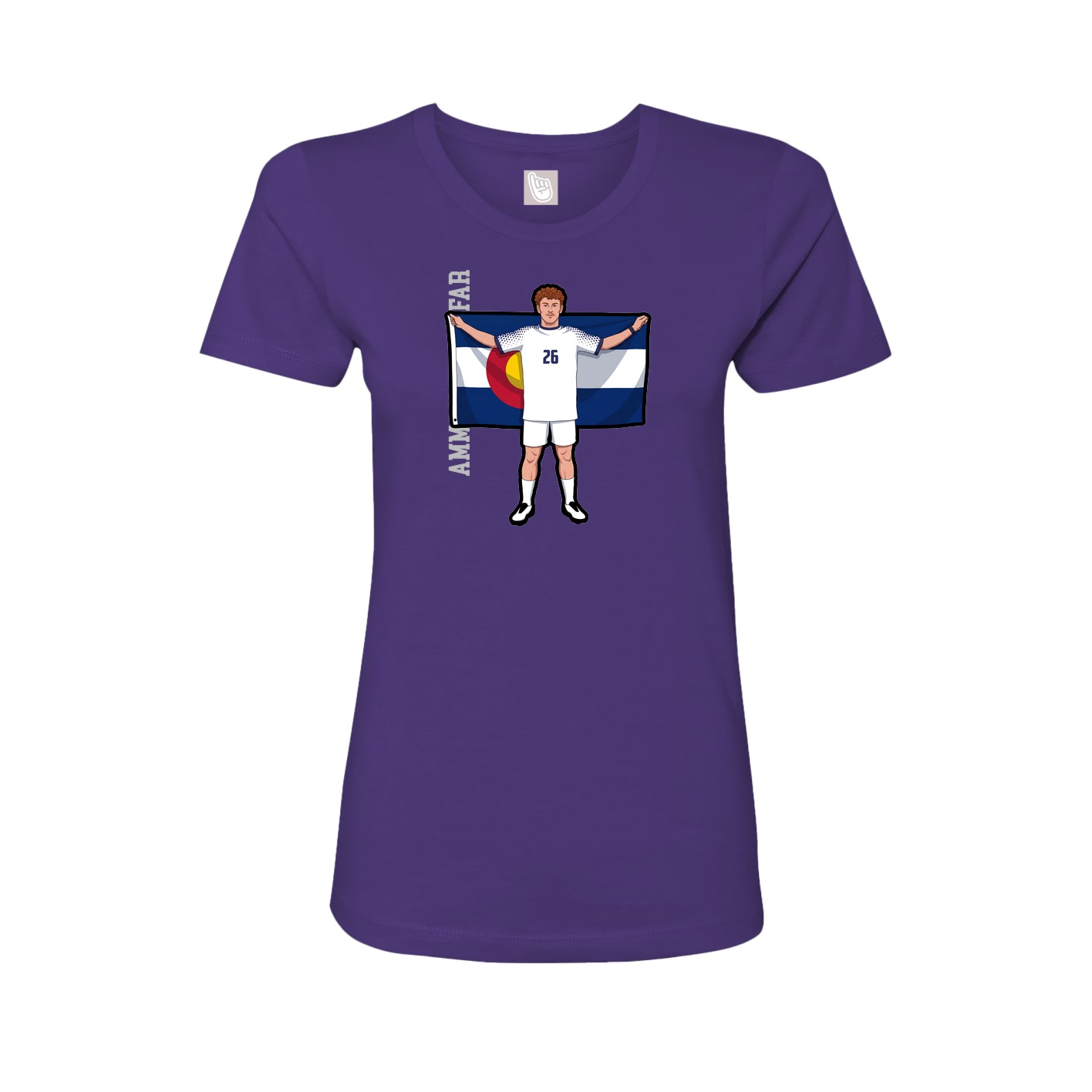 Fitted Women's Tee — Name Vertical in Purple