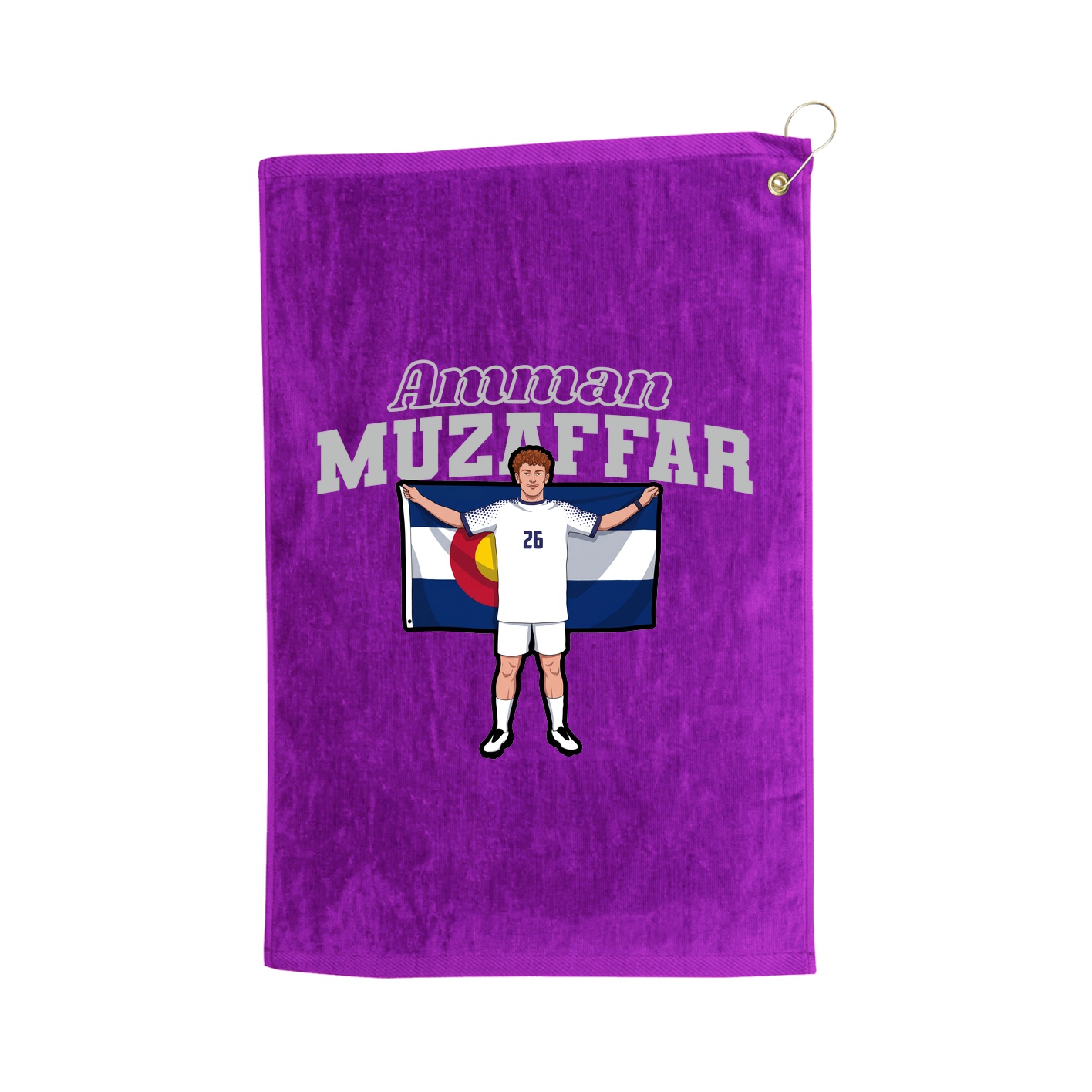 Golf Towel — Name Arch in Purple