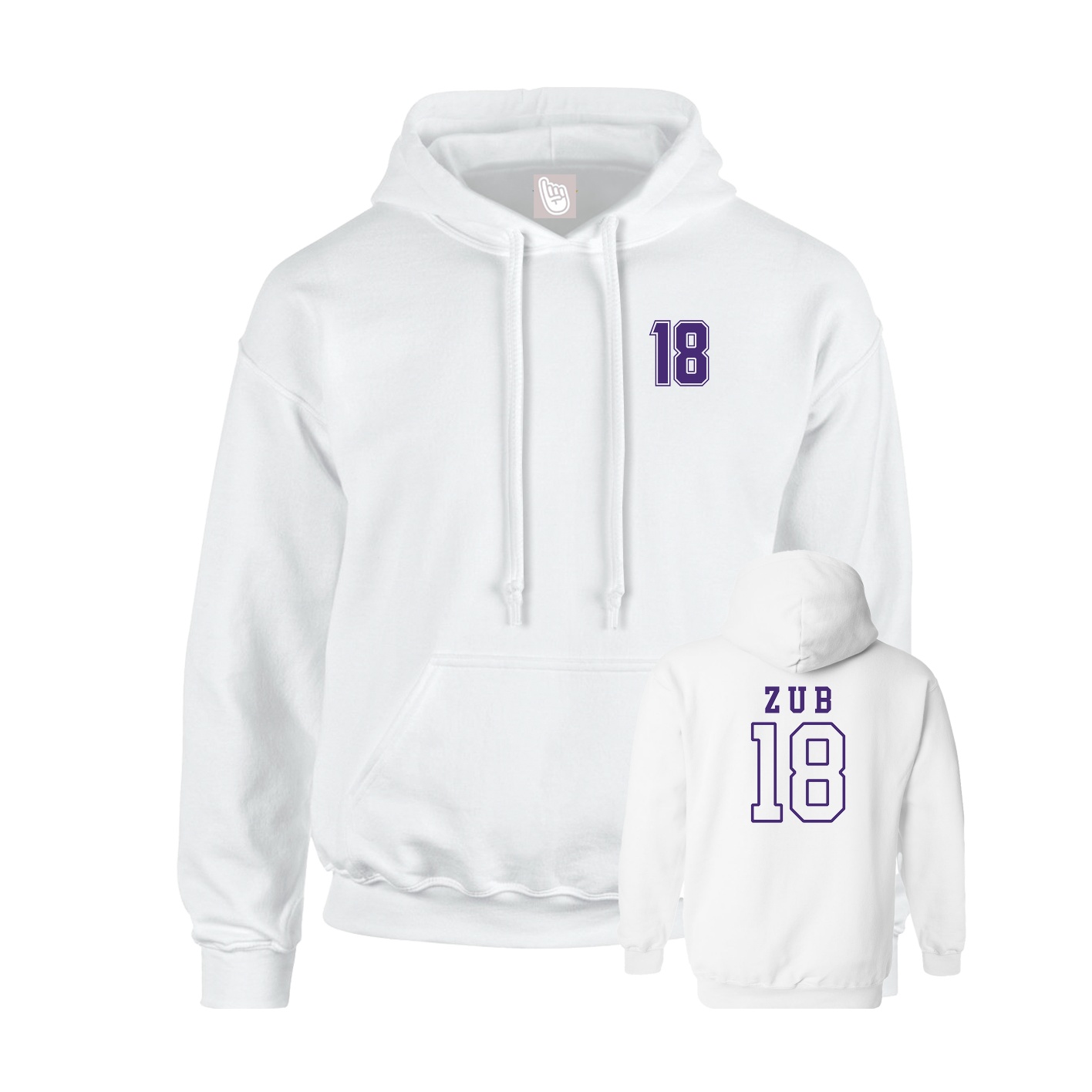 Youth Hoodie — Chest Back in White
