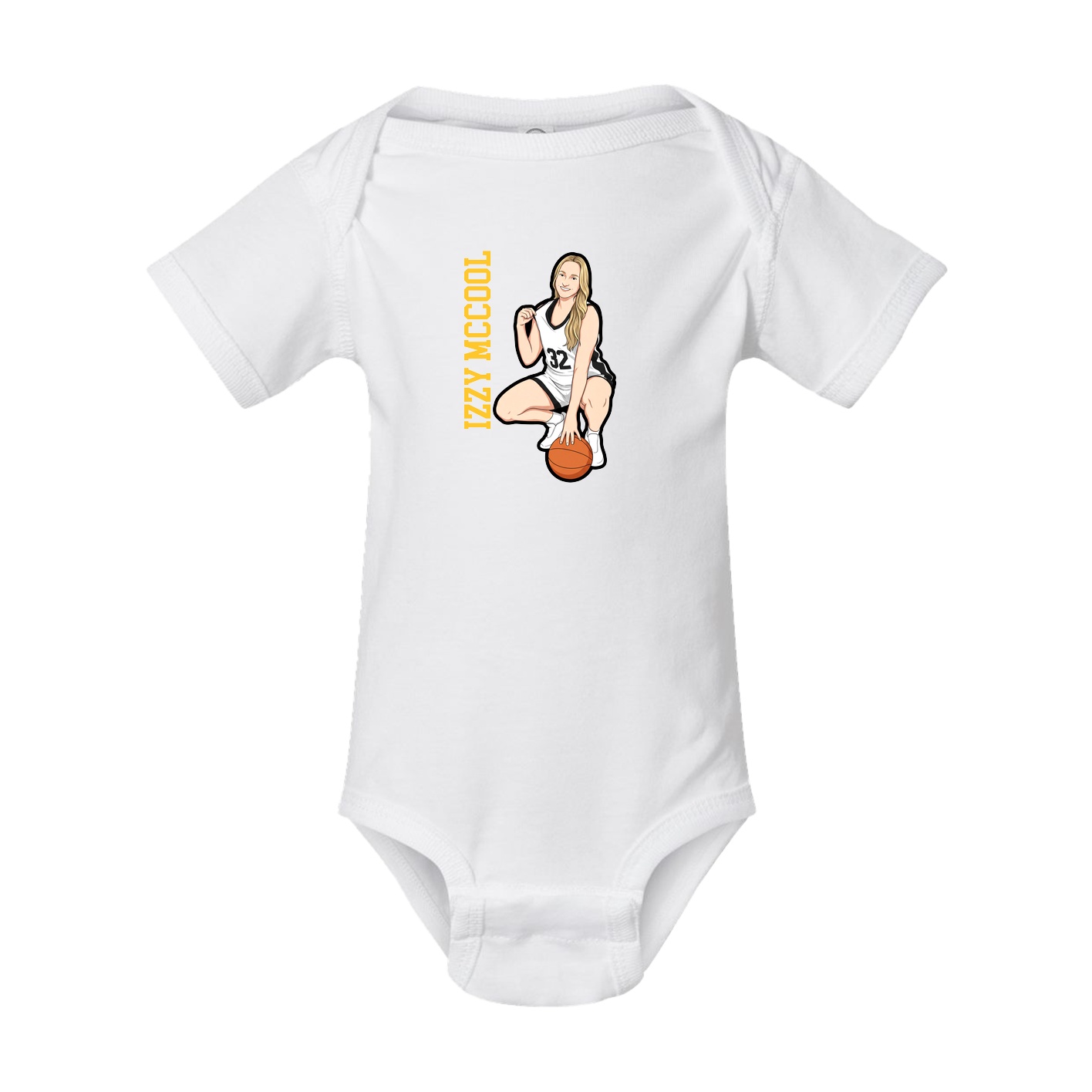 Baby Onesie — Name Vertical in White