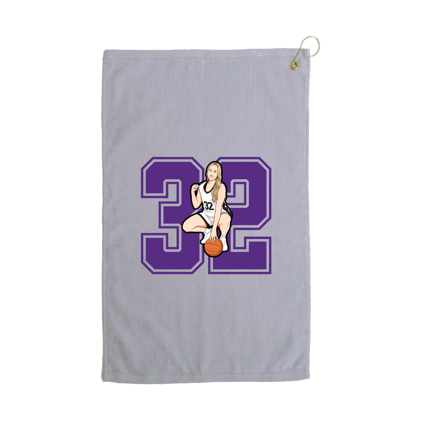 Golf Towel — Number in Grey
