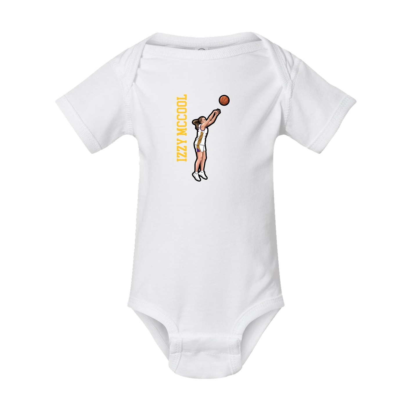 Baby Onesie — Name Vertical in White