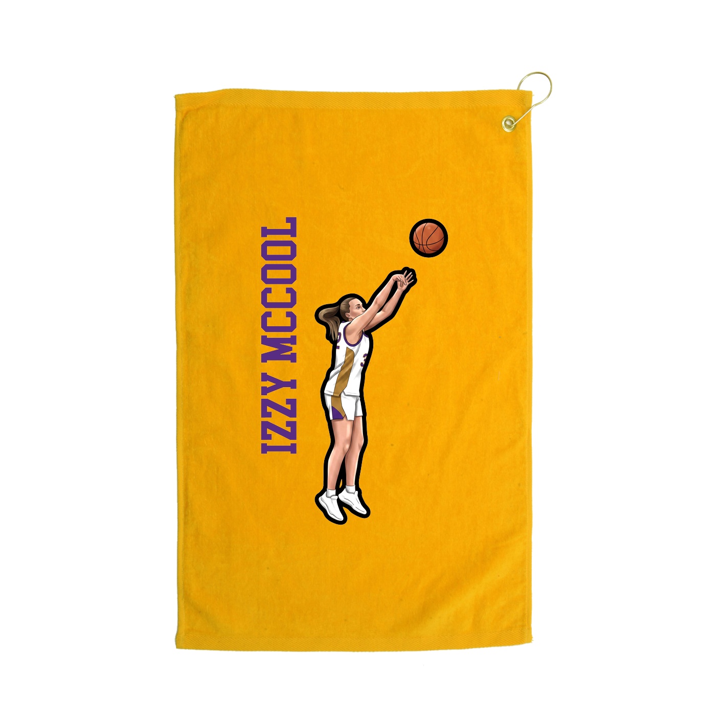 Golf Towel — Name Vertical in Gold