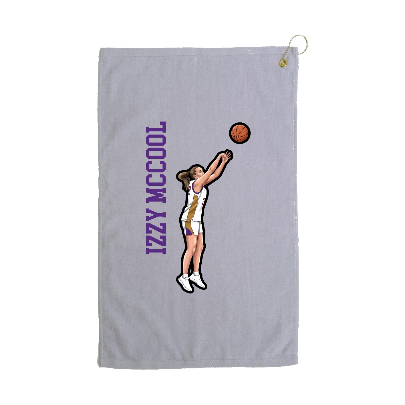 Golf Towel — Name Vertical in Grey