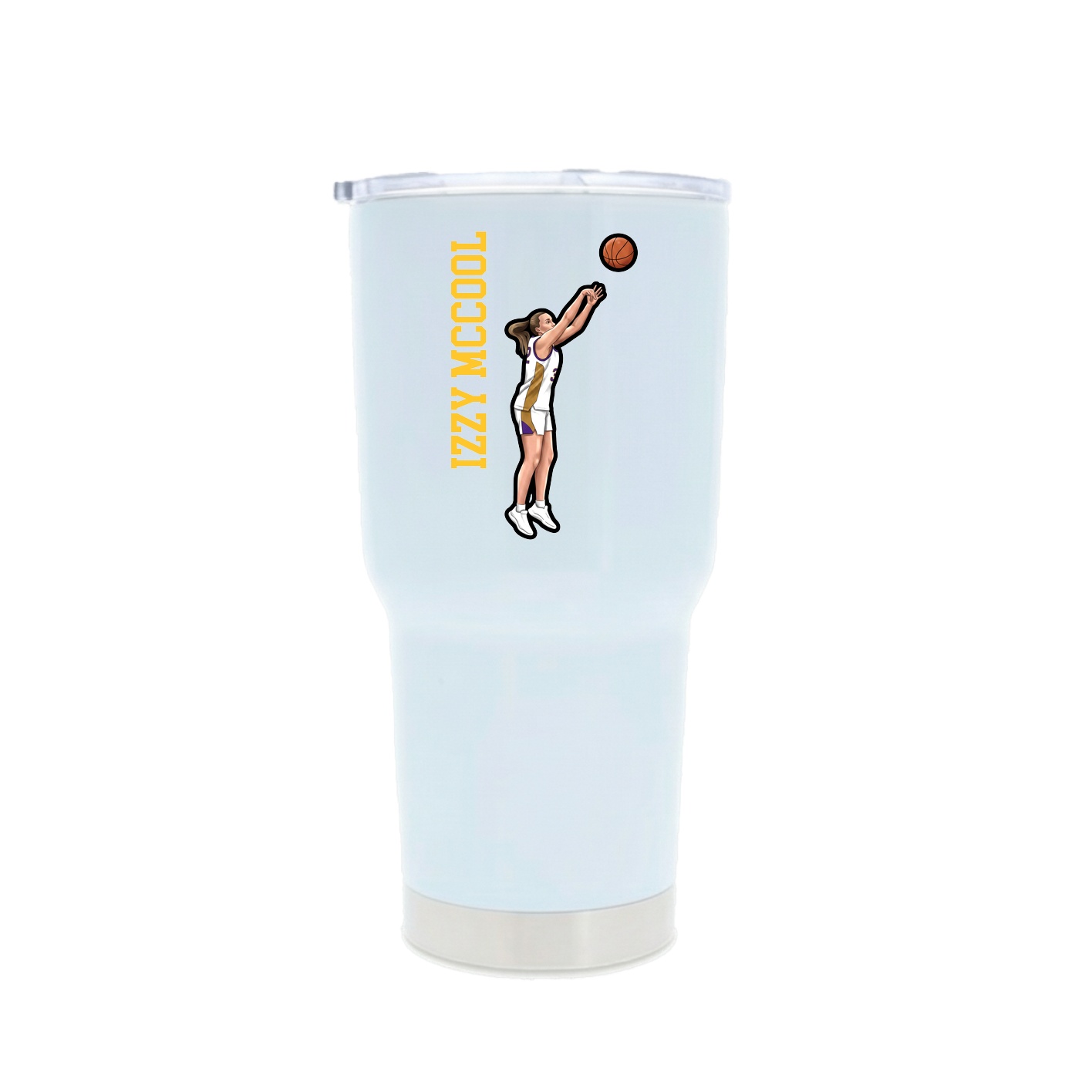 30oz Stainless Steel Tumbler — Name Vertical in White