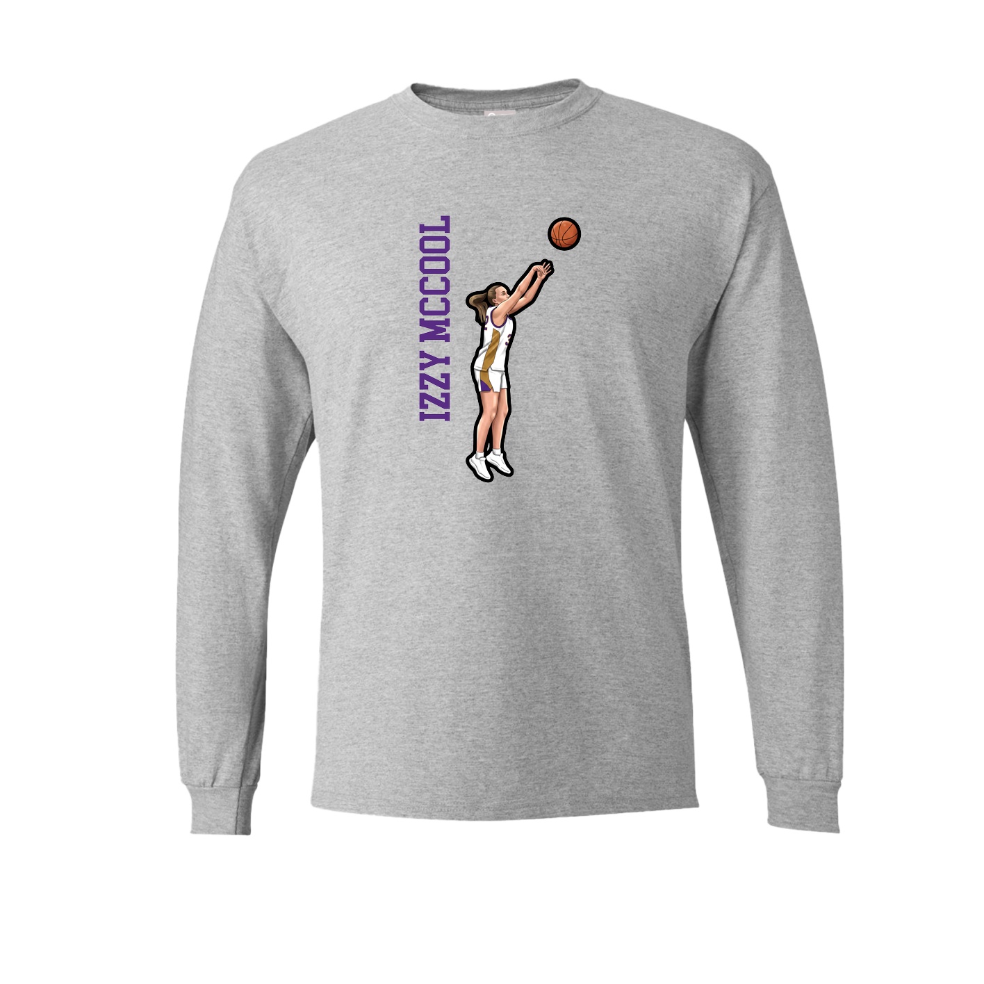 Long Sleeve Tee — Name Vertical in Grey
