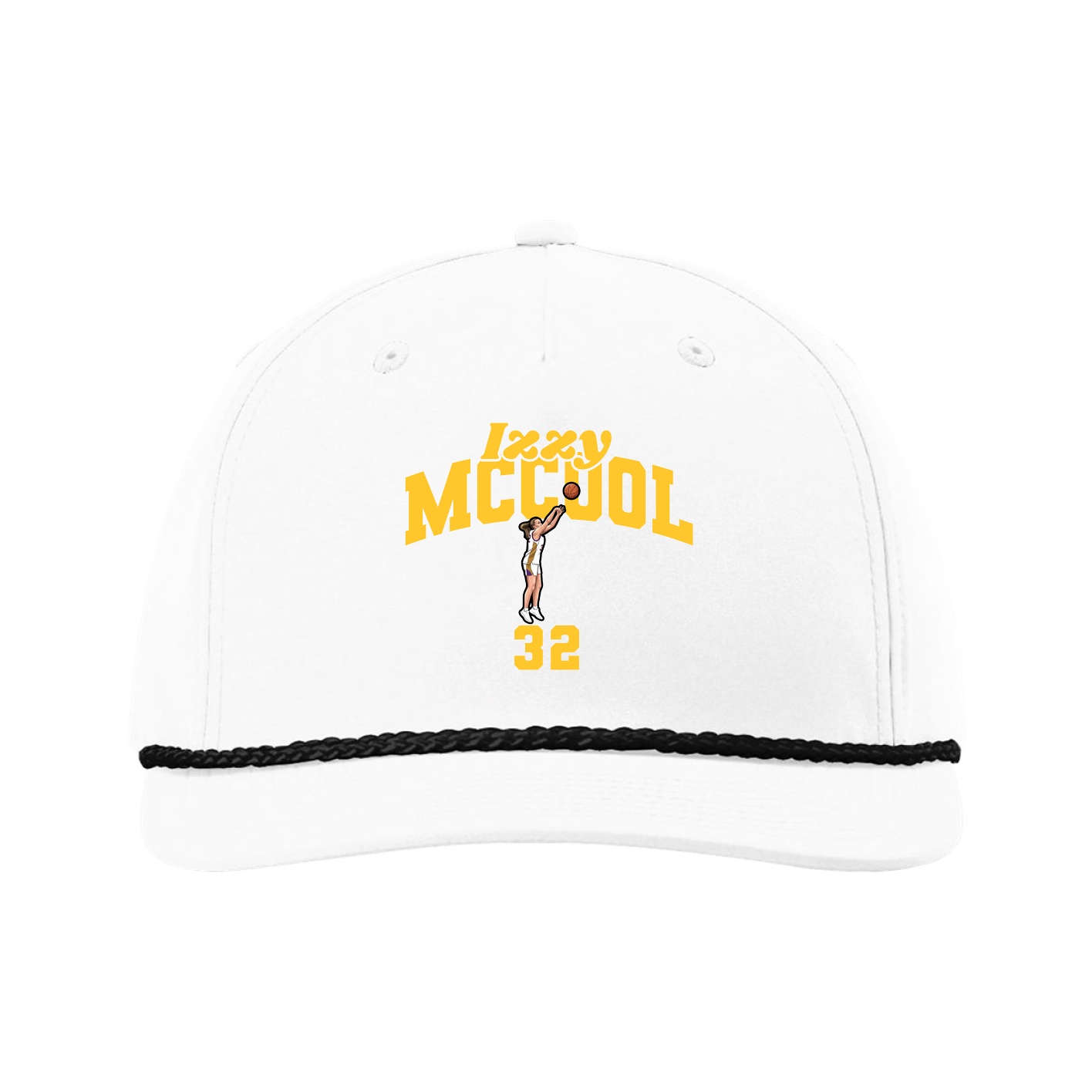 Five-Panel Classic Rope Cap — Signature Arch in White