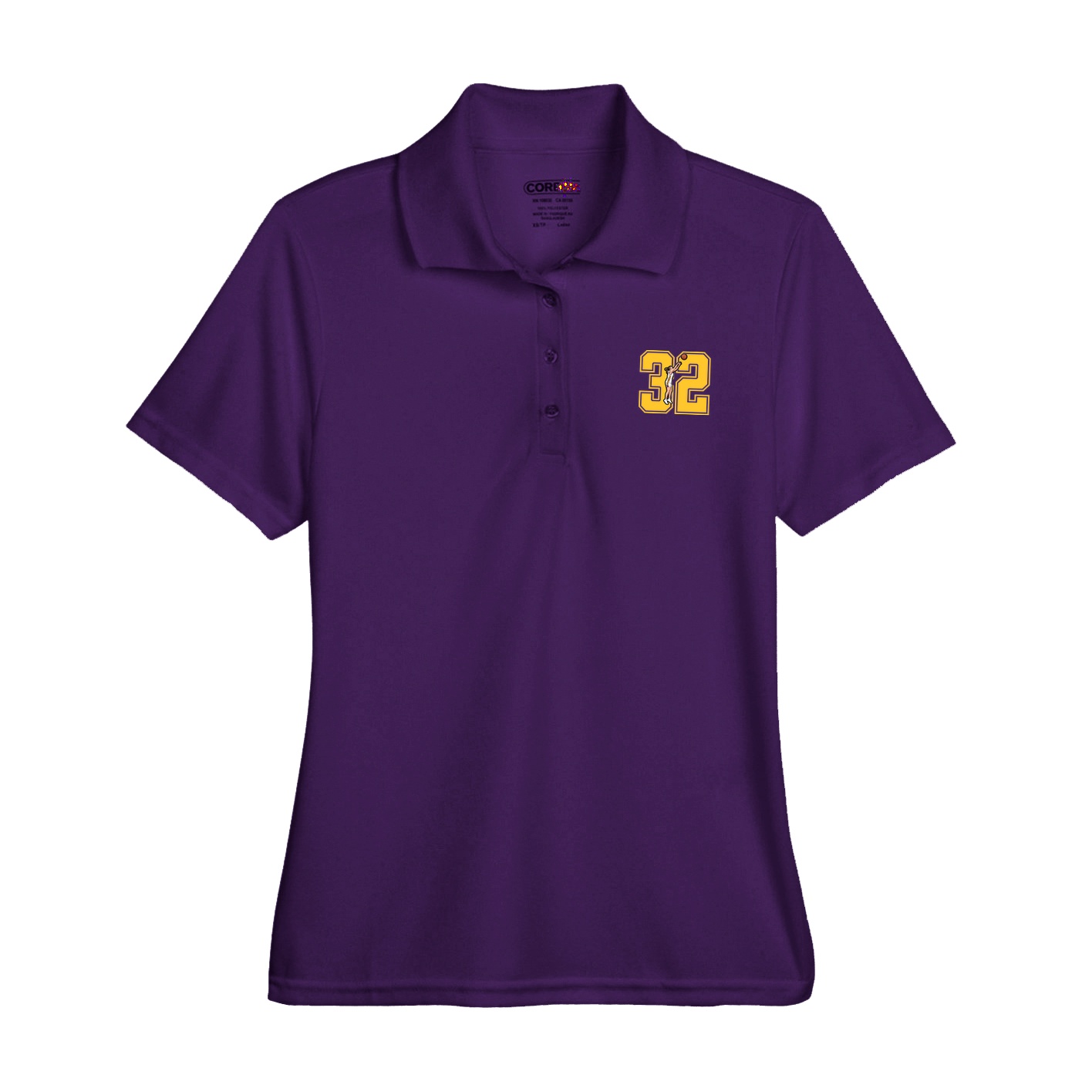 Womens Performance Polo — Number in Purple