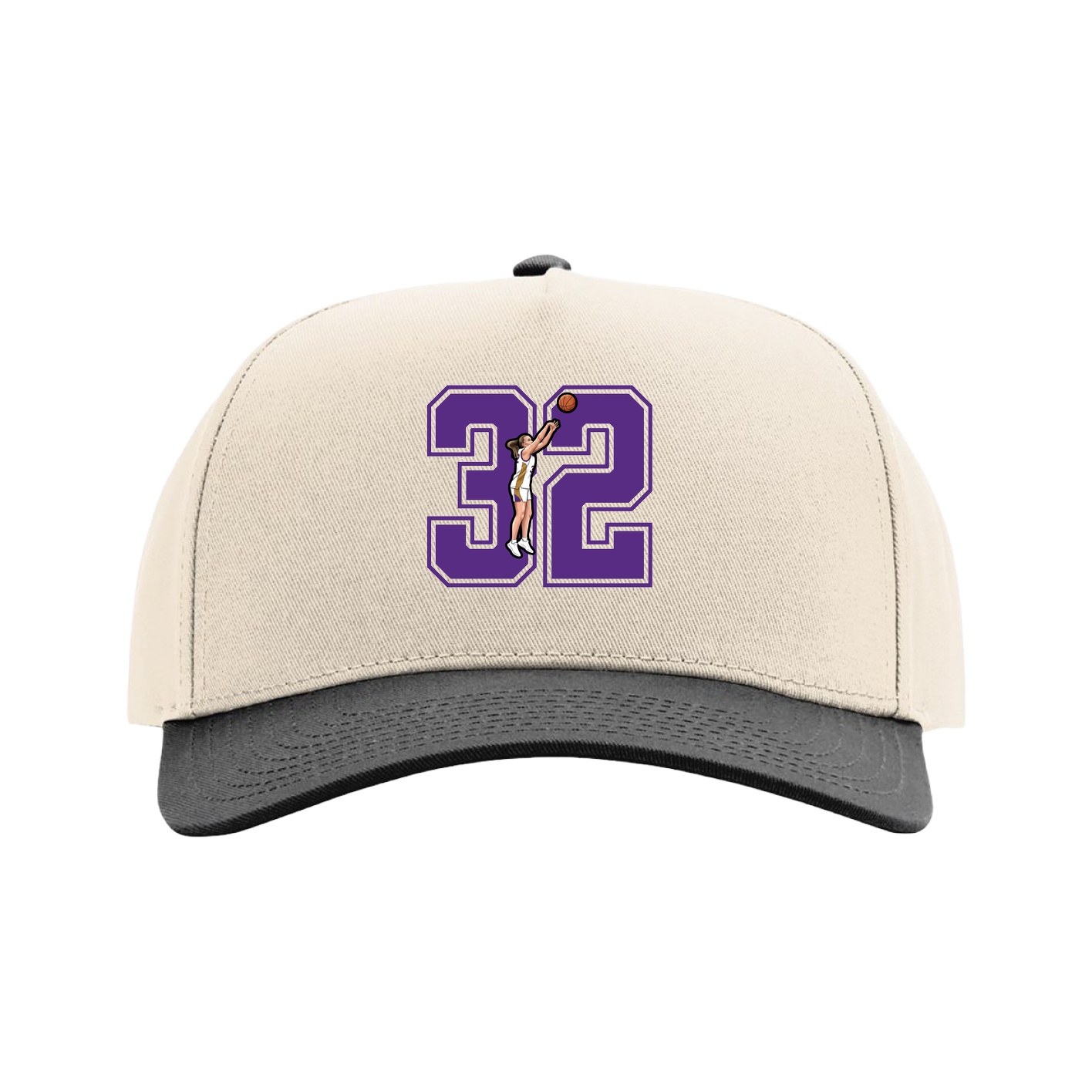 Full Fabric Five-Panel Champ Cap — Number in Cream/Black