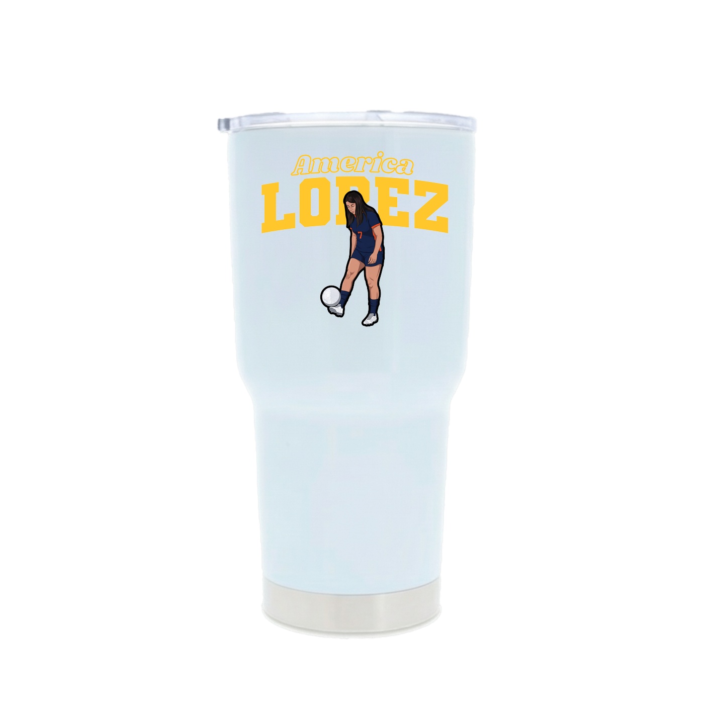 30oz Stainless Steel Tumbler — Name Arch in White