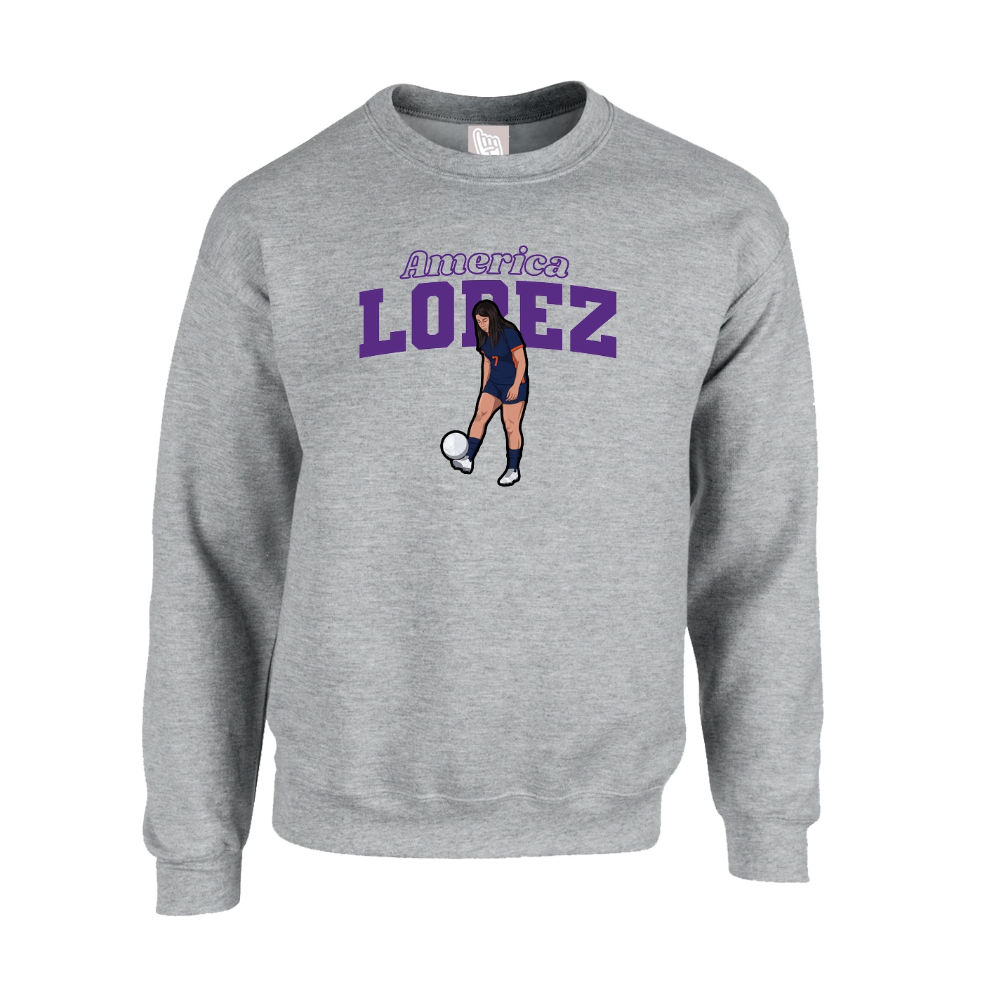 Fleece Crew — Name Arch in Grey