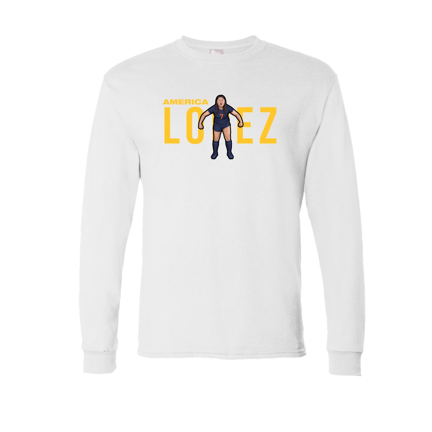 Long Sleeve Tee — Player Name in White