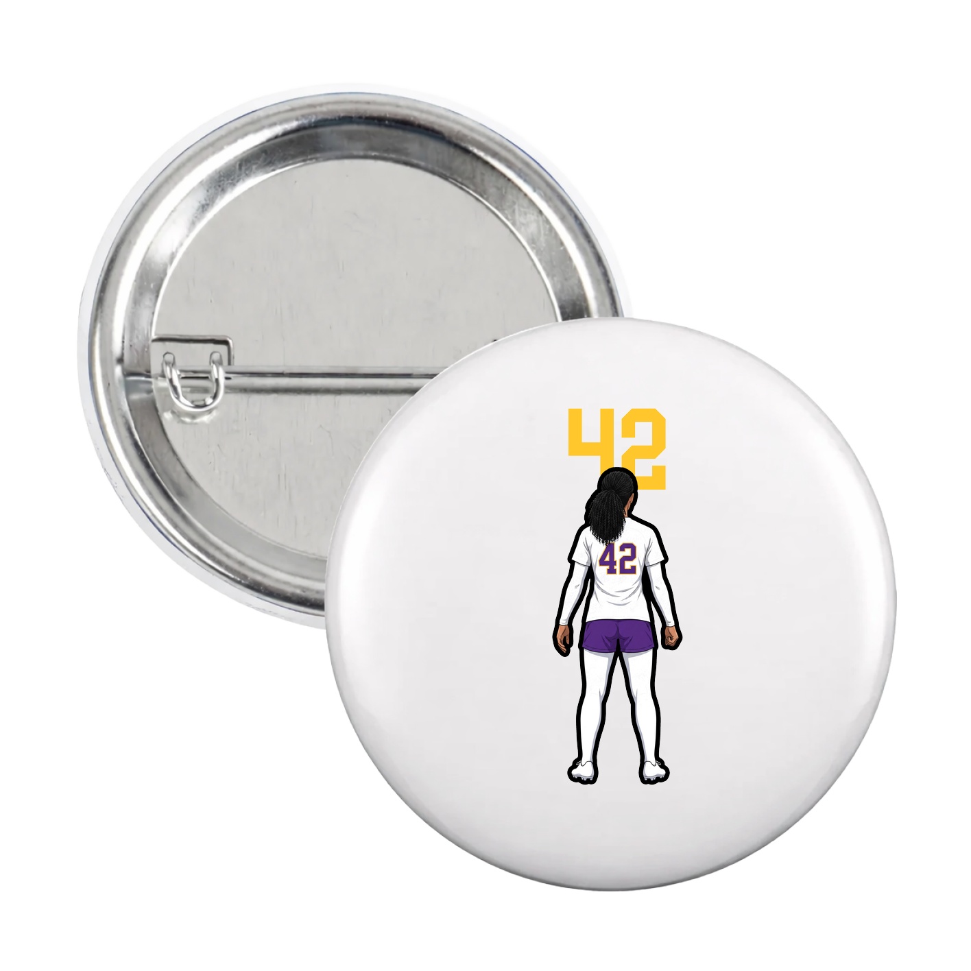 Game Day Button — Number Top in White
