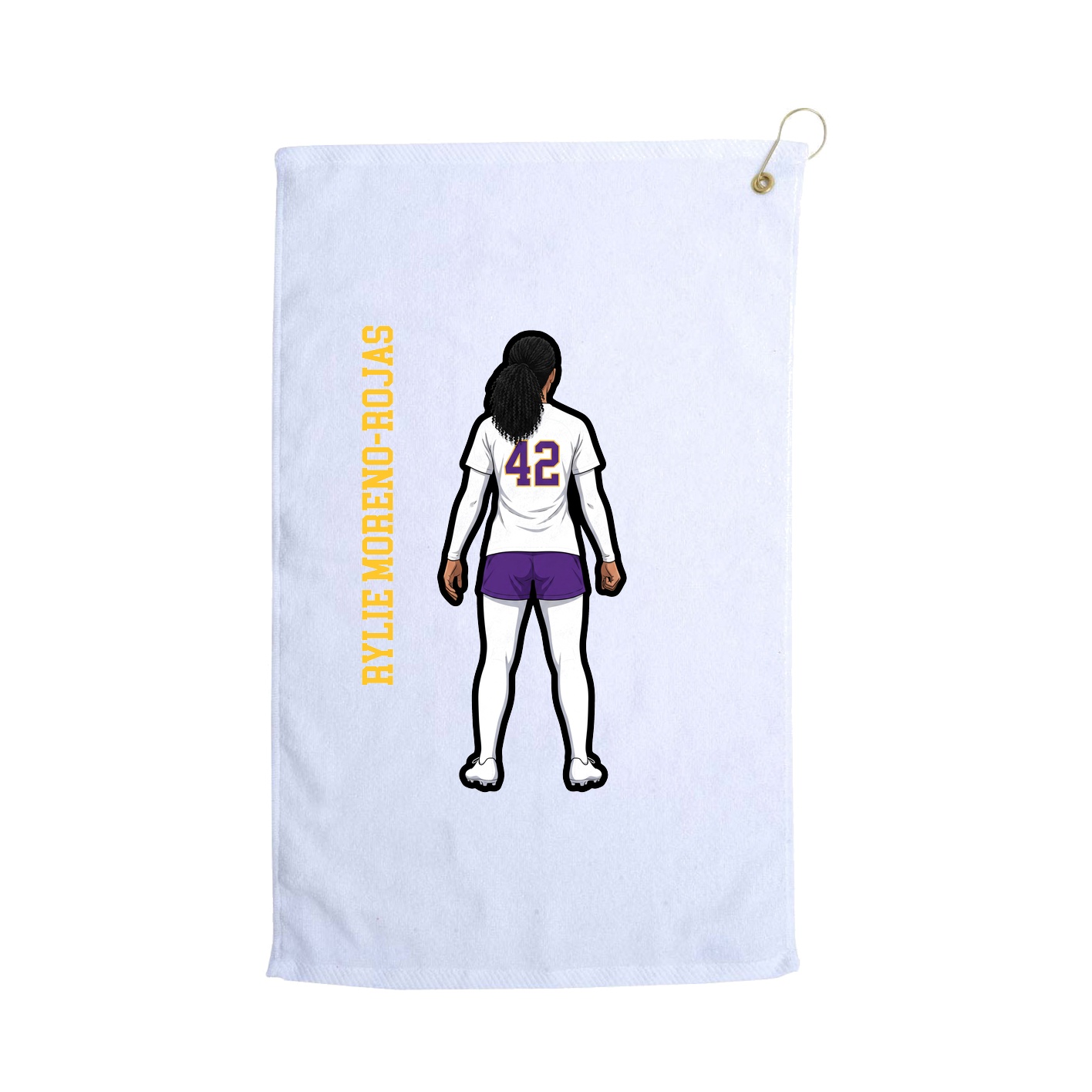 Golf Towel — Name Vertical in White
