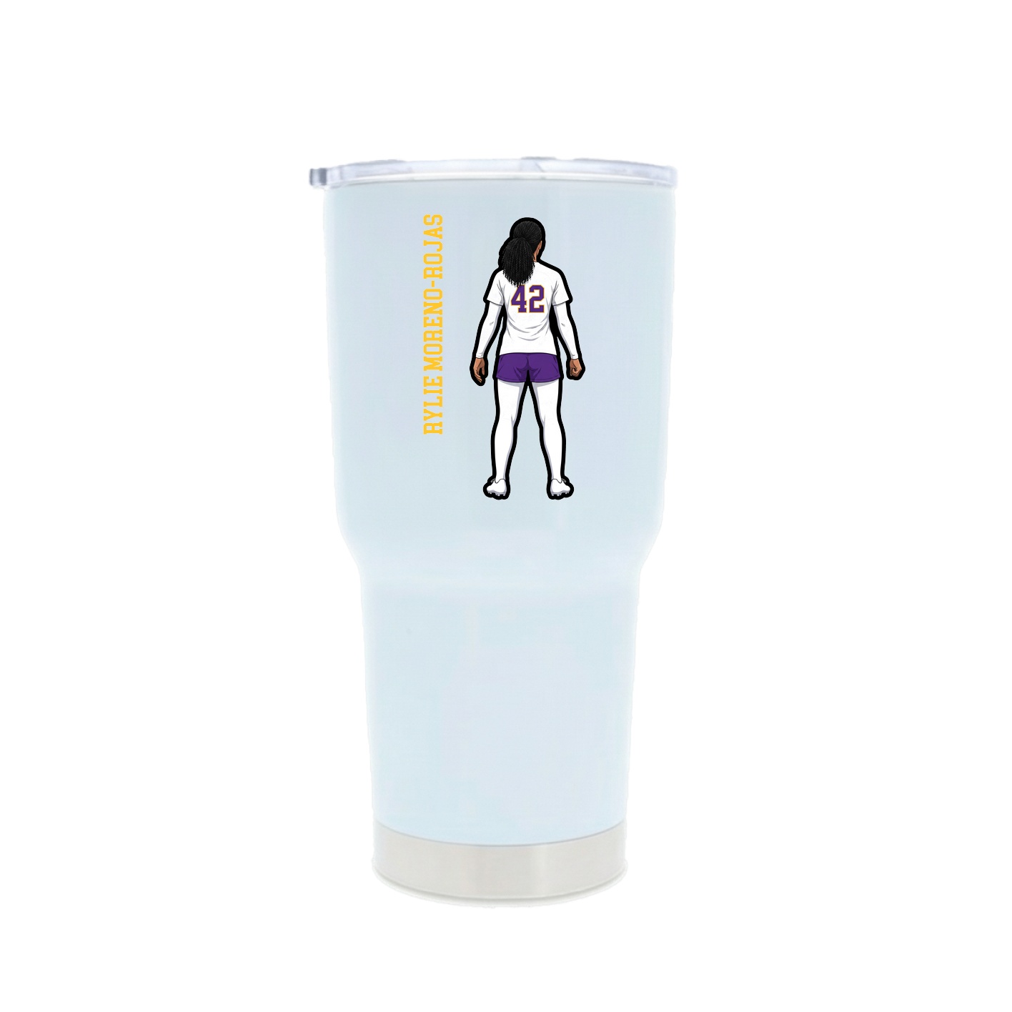 30oz Stainless Steel Tumbler — Name Vertical in White
