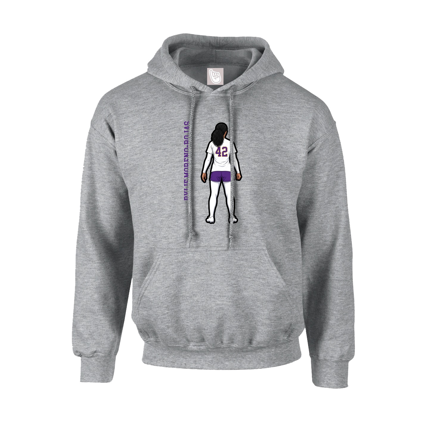 Youth Hoodie — Name Vertical in Grey