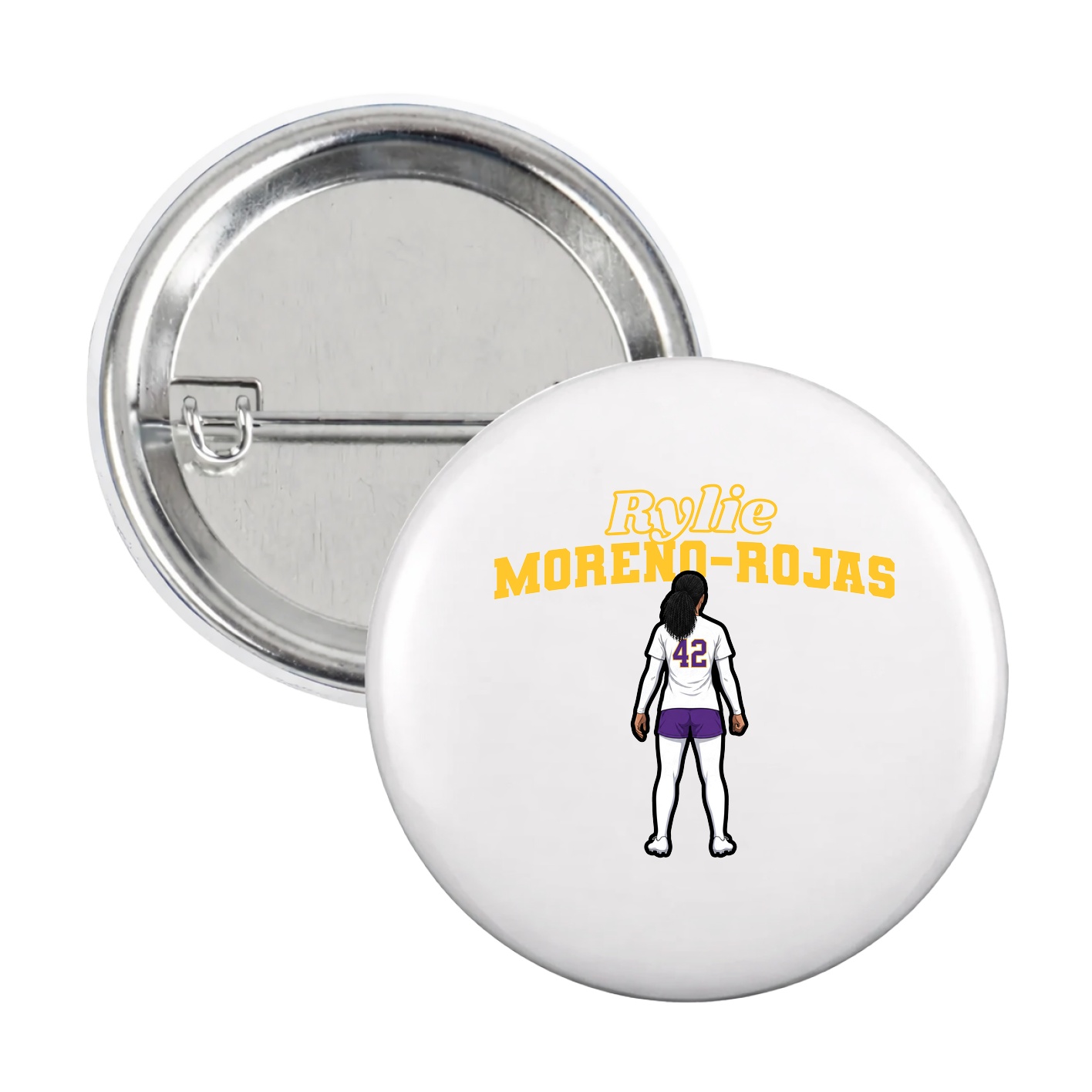 Game Day Button — Name Arch in White