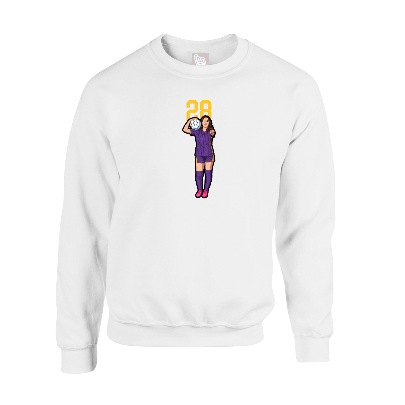 Fleece Crew — Number Top in White