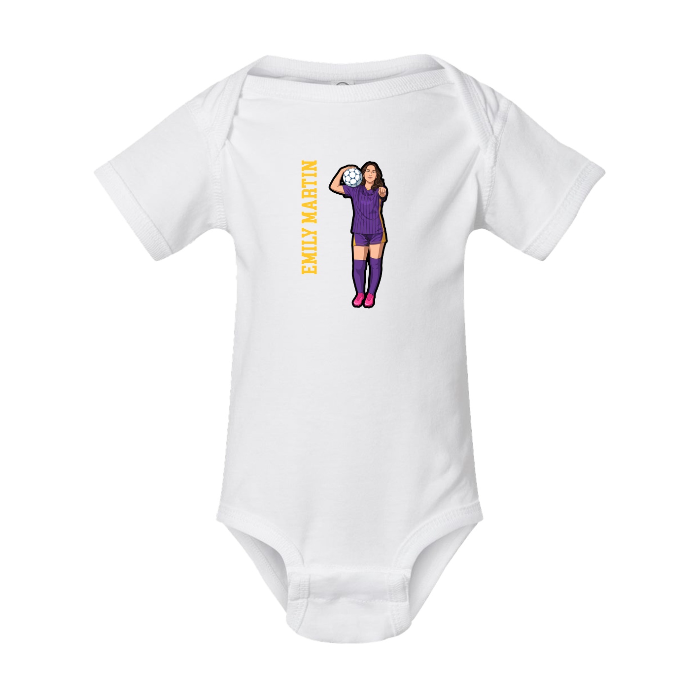 Baby Onesie — Name Vertical in White