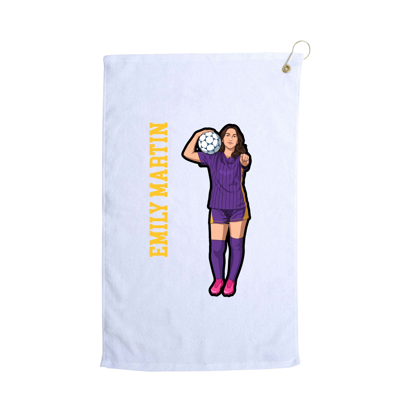 Golf Towel — Name Vertical in White