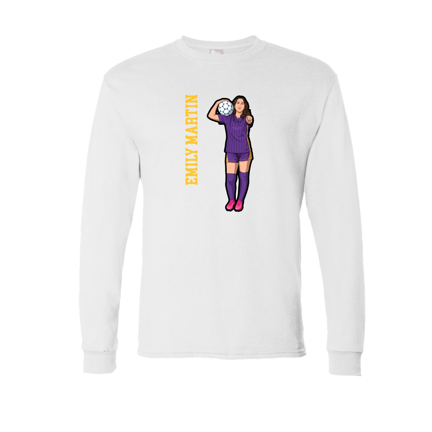 Long Sleeve Tee — Name Vertical in White