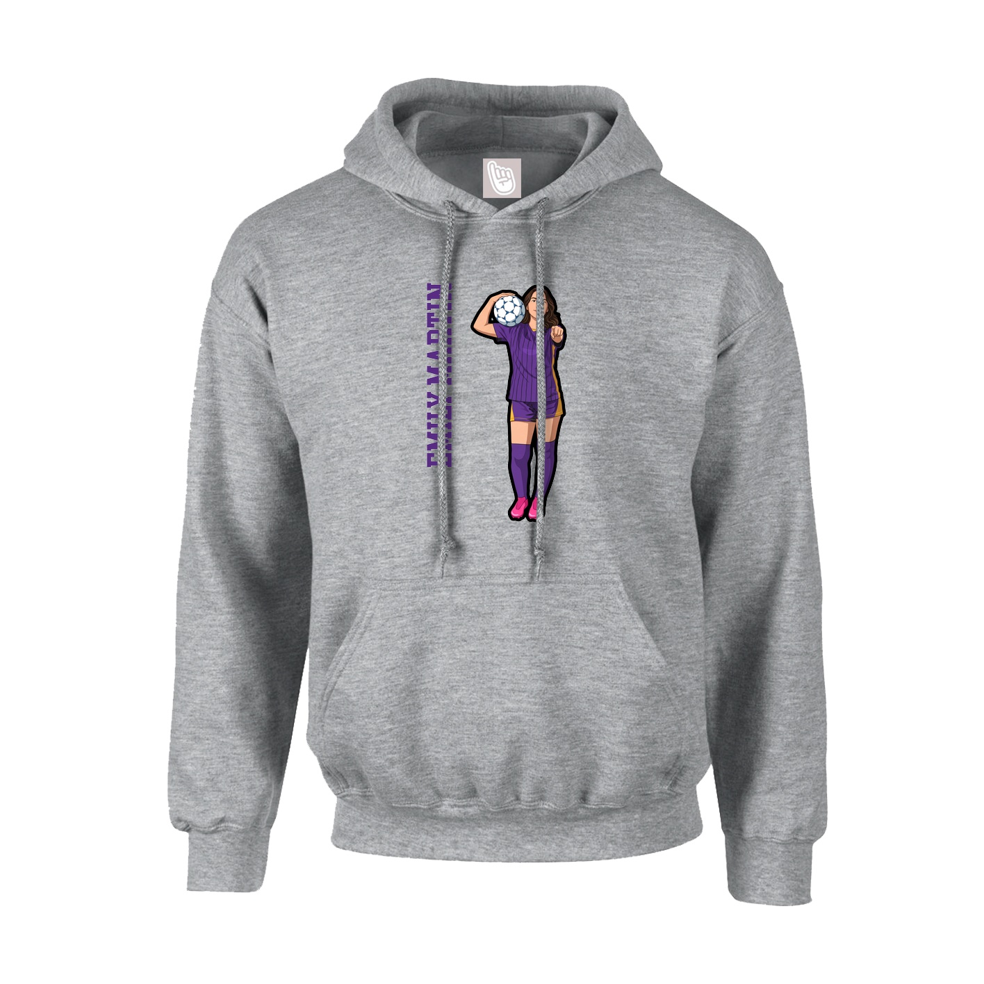 Youth Hoodie — Name Vertical in Grey