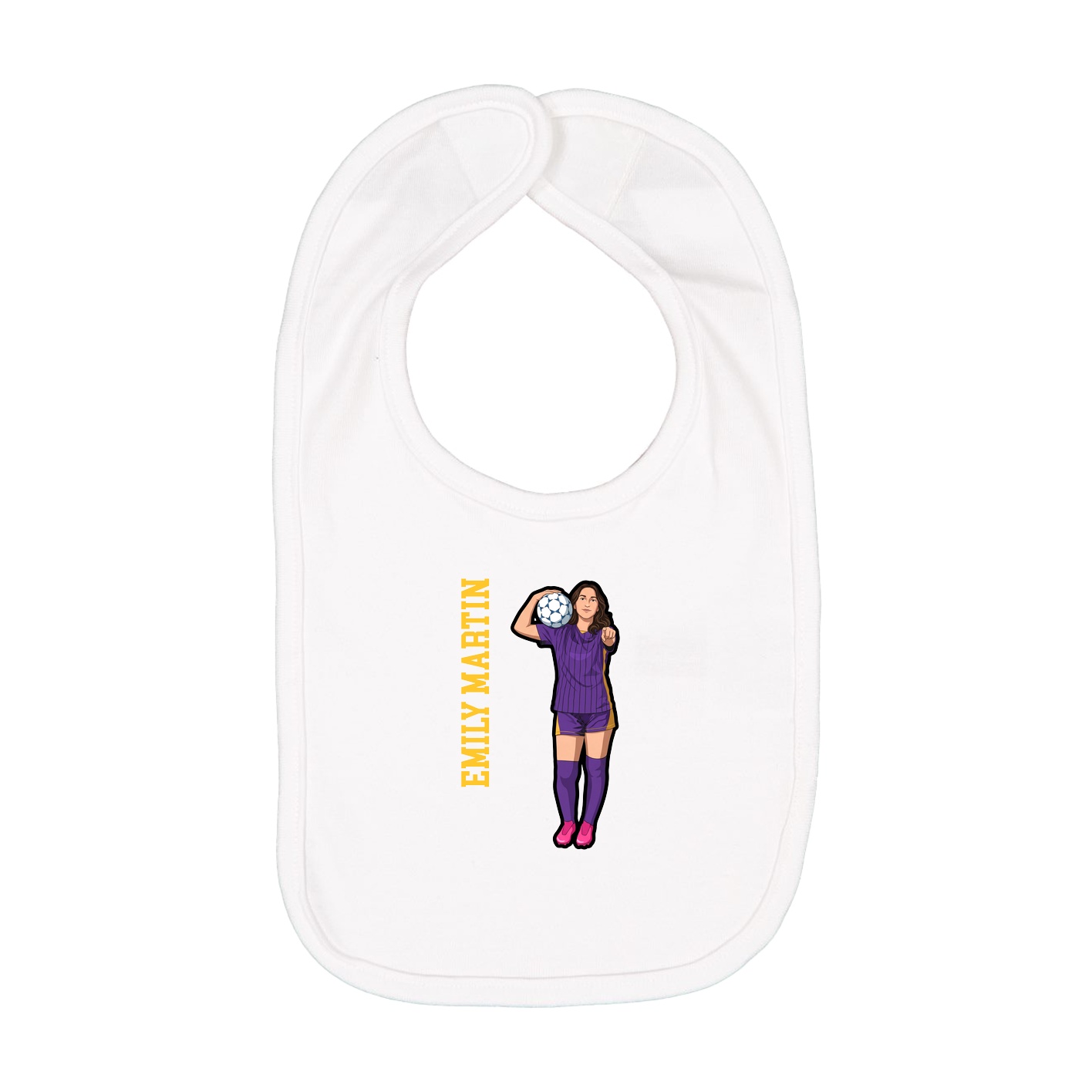 Infant Bib — Name Vertical in White