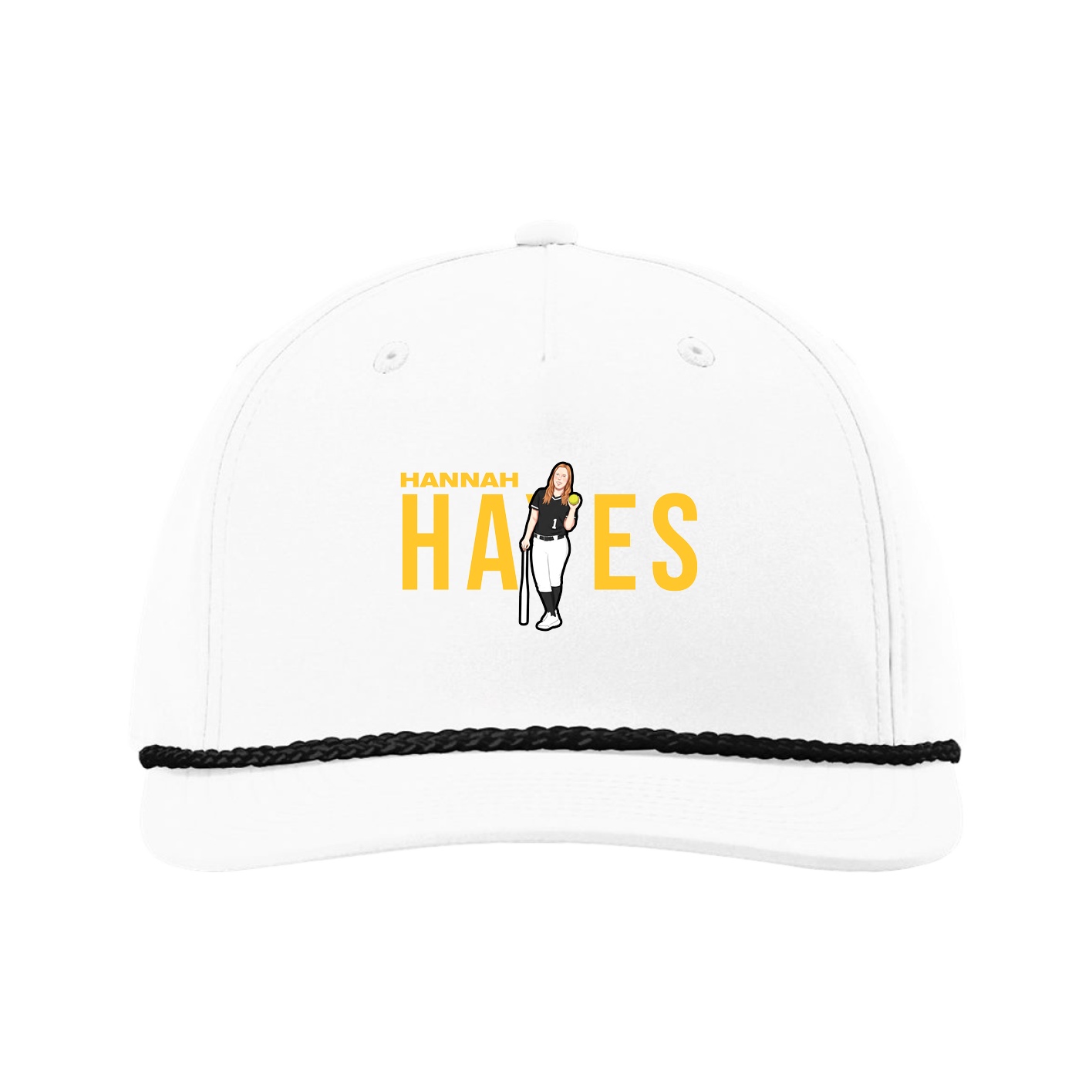 Five-Panel Classic Rope Cap — Player Name in White