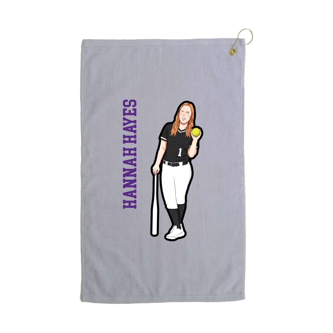 Golf Towel — Name Vertical in Grey