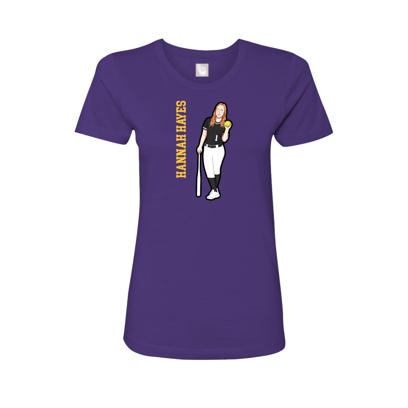 Womens Tee — Name Vertical in Purple
