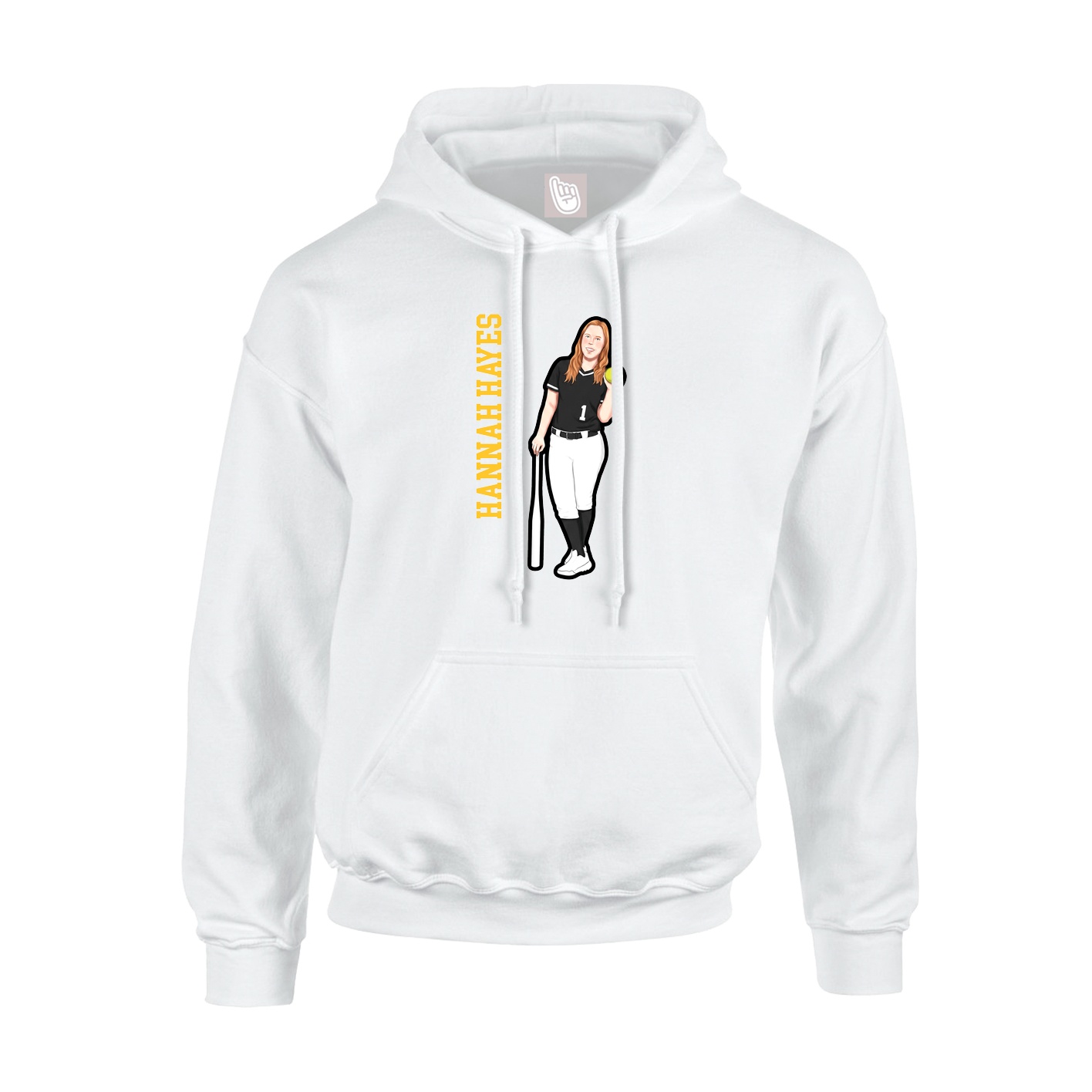 Youth Hoodie — Name Vertical in White