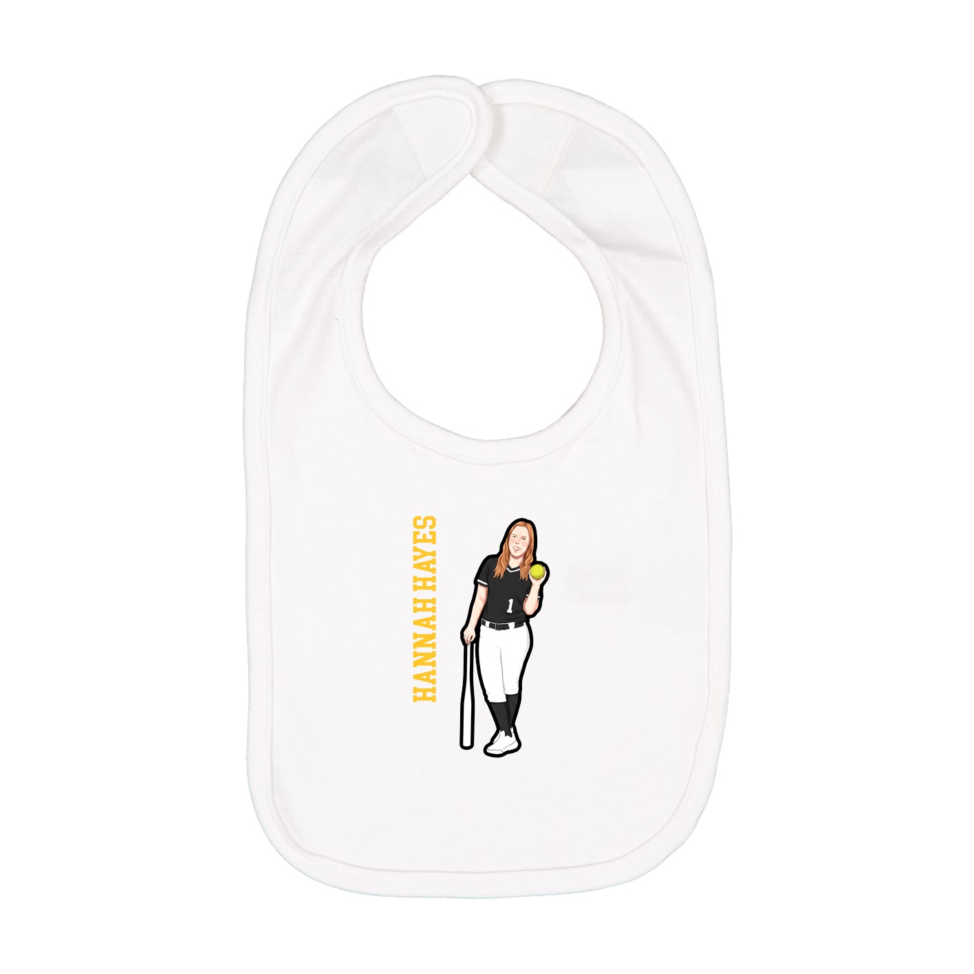 Infant Bib — Name Vertical in White