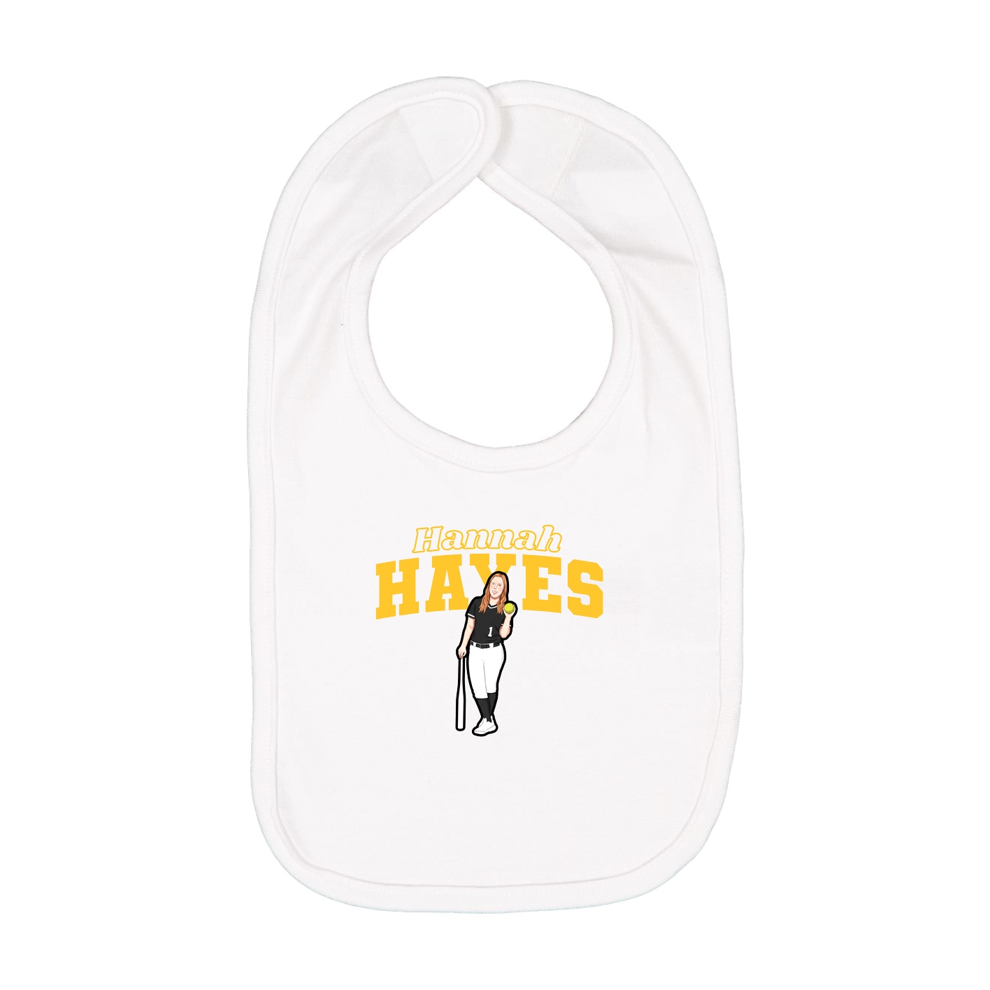 Infant Bib — Name Arch in White